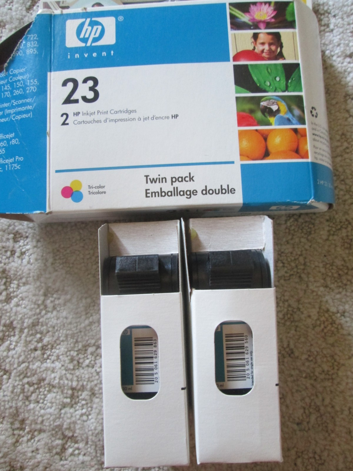 HP Genuine 23 Tri Color Twin Pack (2) Ink Cartridge Exp 2007  Seals still intact