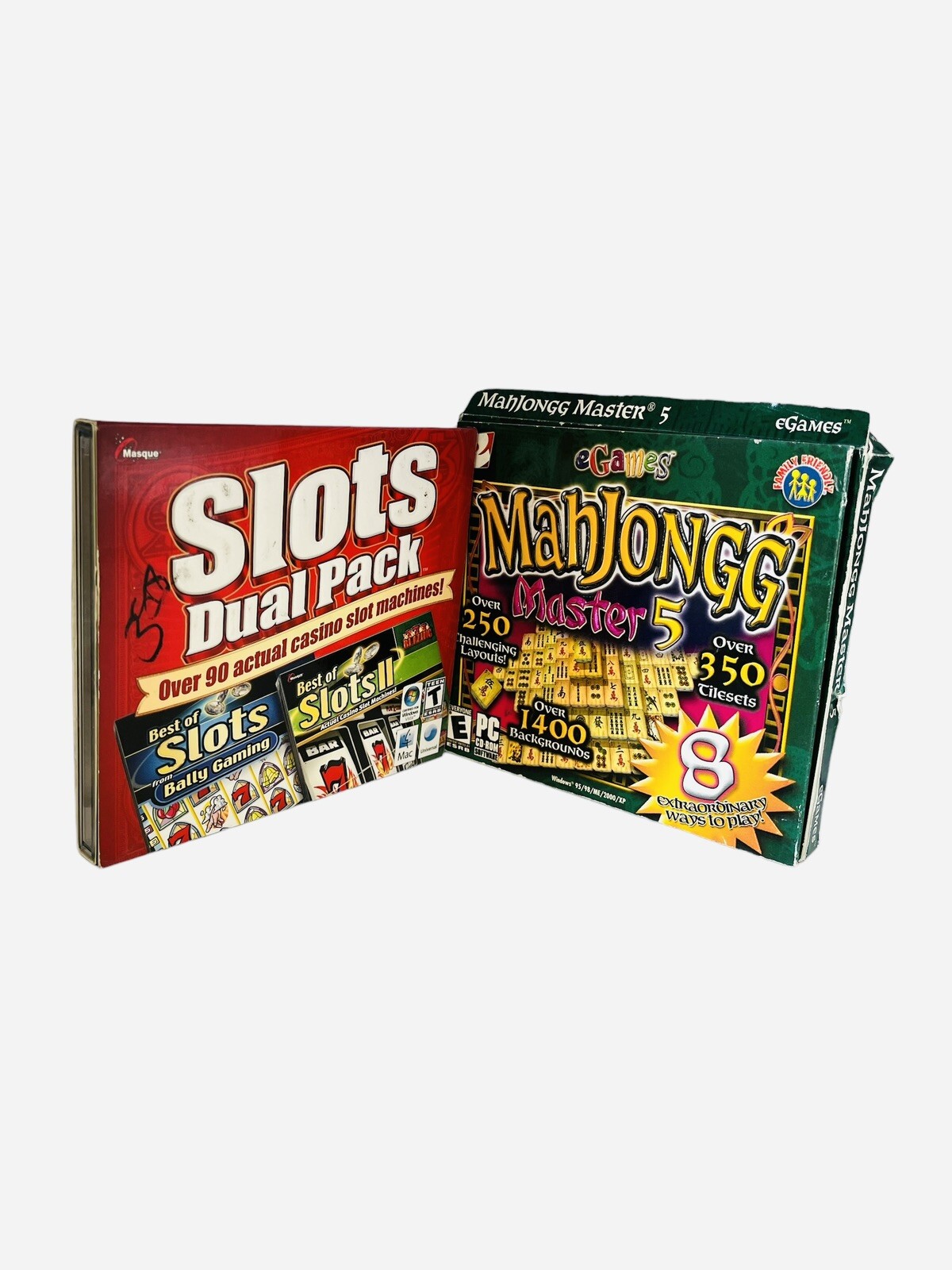 Slots Dual Pack PC Casino Game Masque + Mahjong Master 5 Puzzle VTG Computer HTF