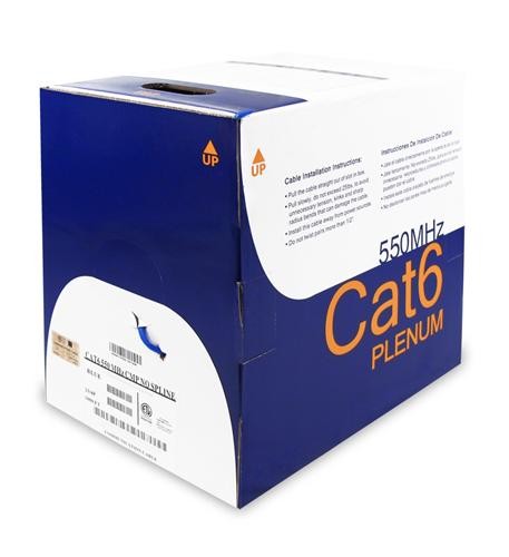 Wavenet WAVCAT6EPLENBL 1000 Ft Cat6e Plenum 600MHz Cable Blue