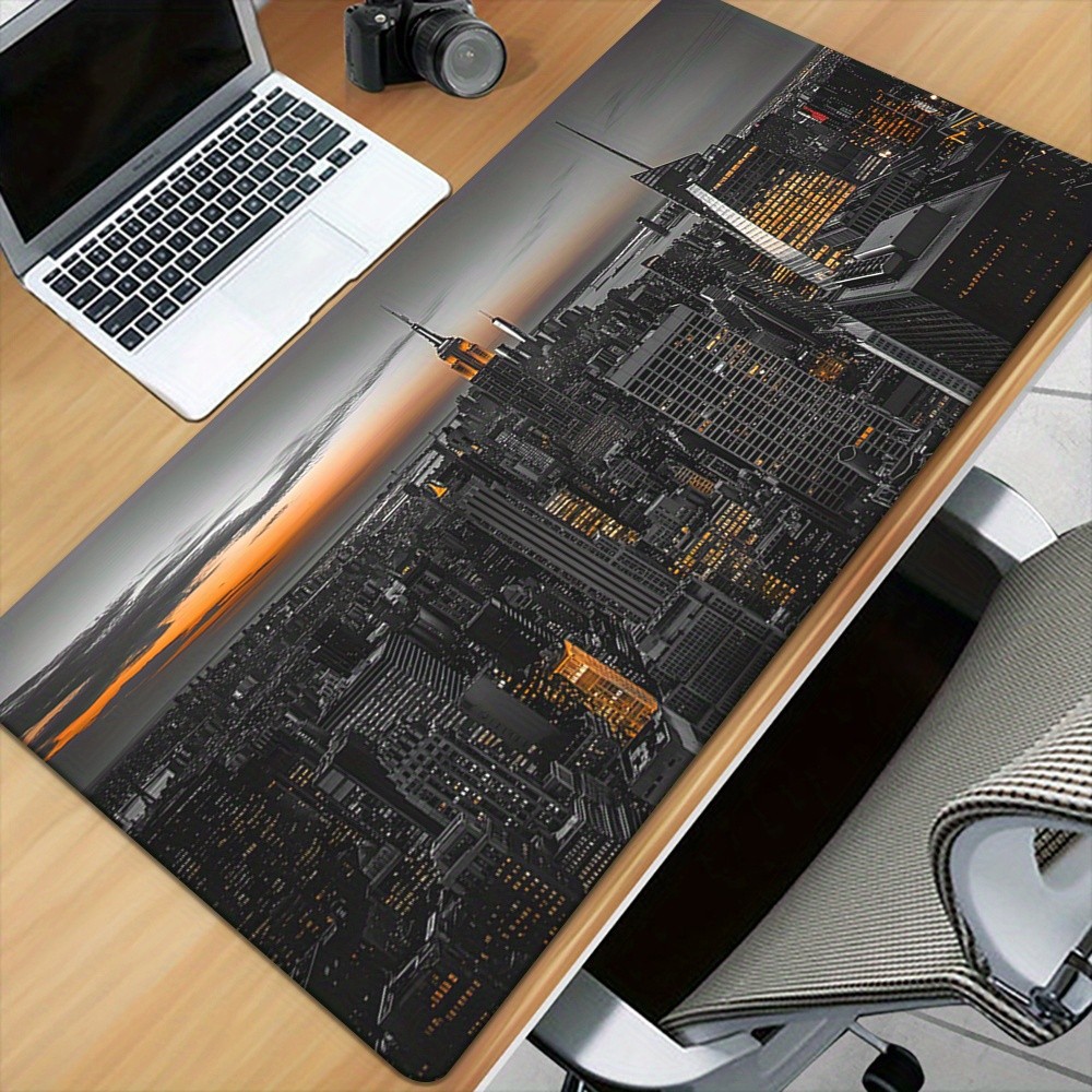 1pc Cityscape High Definition Print Table Mat, Multifunctional XXL Mouse Pad,