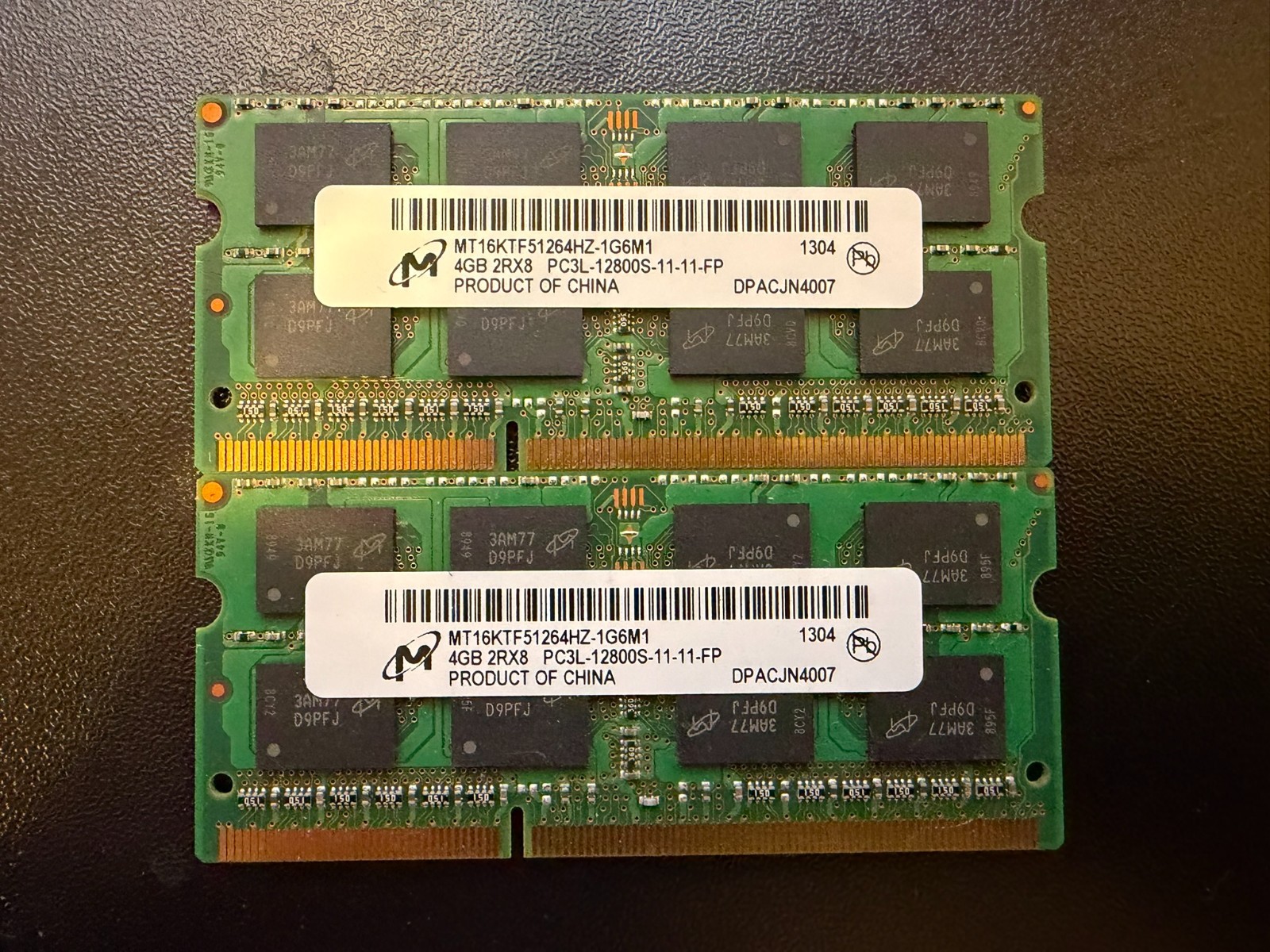 MICRON 2GB 2RX8 PC3L 12800S 11-13-B2 MT16KTF51264HZ-1G6M1 (4GB x2)