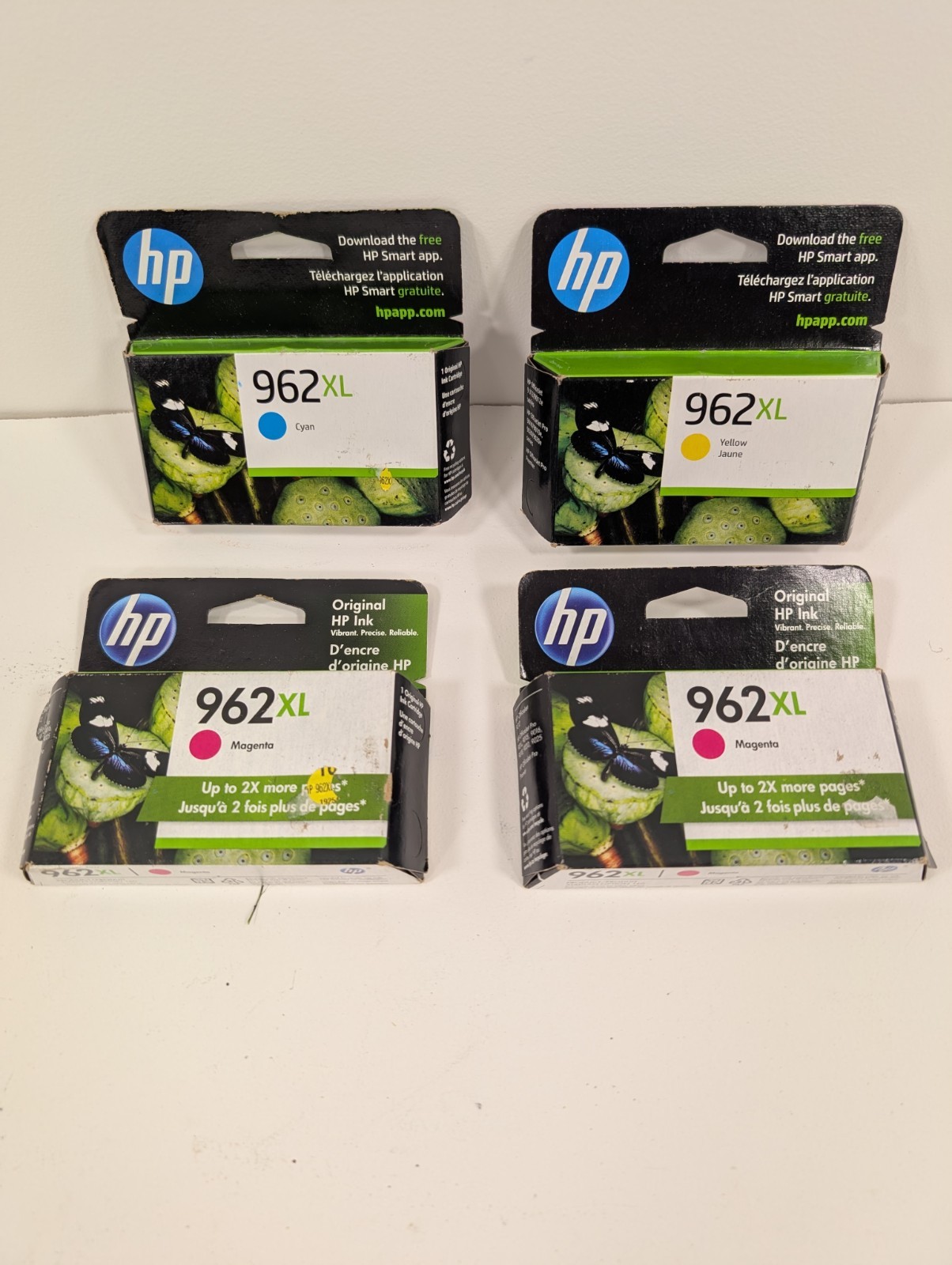 4 Genuine HP 962XL Ink Cartridges Cyan, Yellow, Magenta Exp 2023
