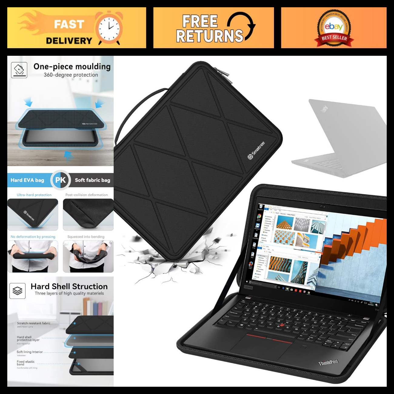 Protective Hard EVA Case for 14" Lenovo ThinkPad T14 Gen 2 - Shockproof, Lightwe