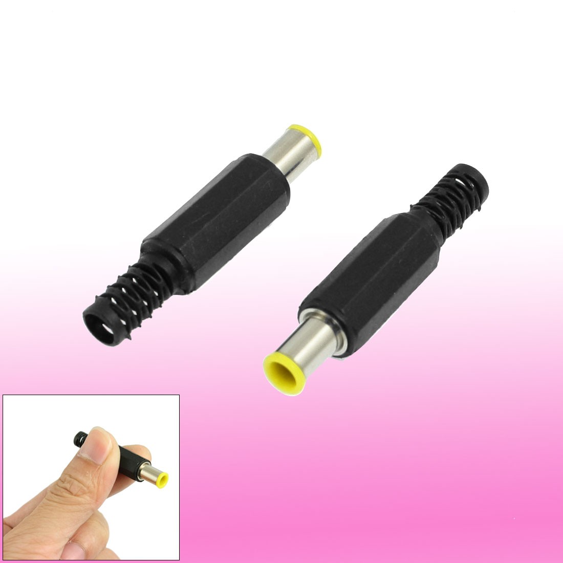 2 Pcs 4.3mm x 6mm DC Power Male Connector Jack Adapter Three Tone