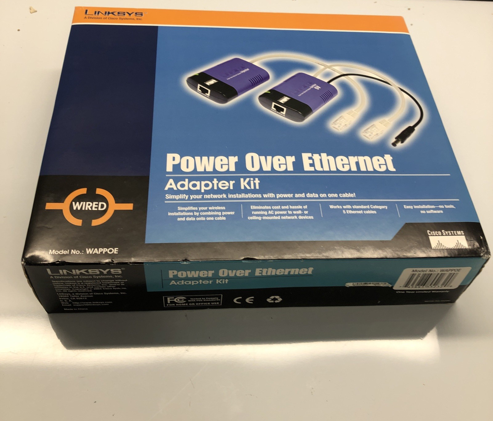 Linksys Power Over Ethernet Adapter Kit  - WAPPOE - NEW