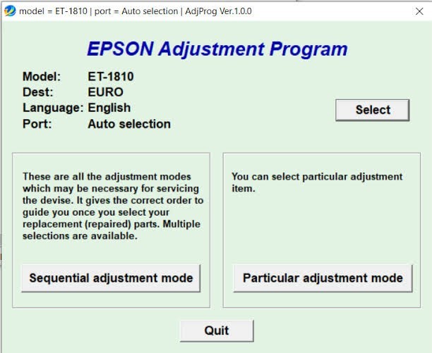 Epson ET1810, ET2800, ET2810, ET2820 & ET4800 Ink Pad Counter Reset Pendrive