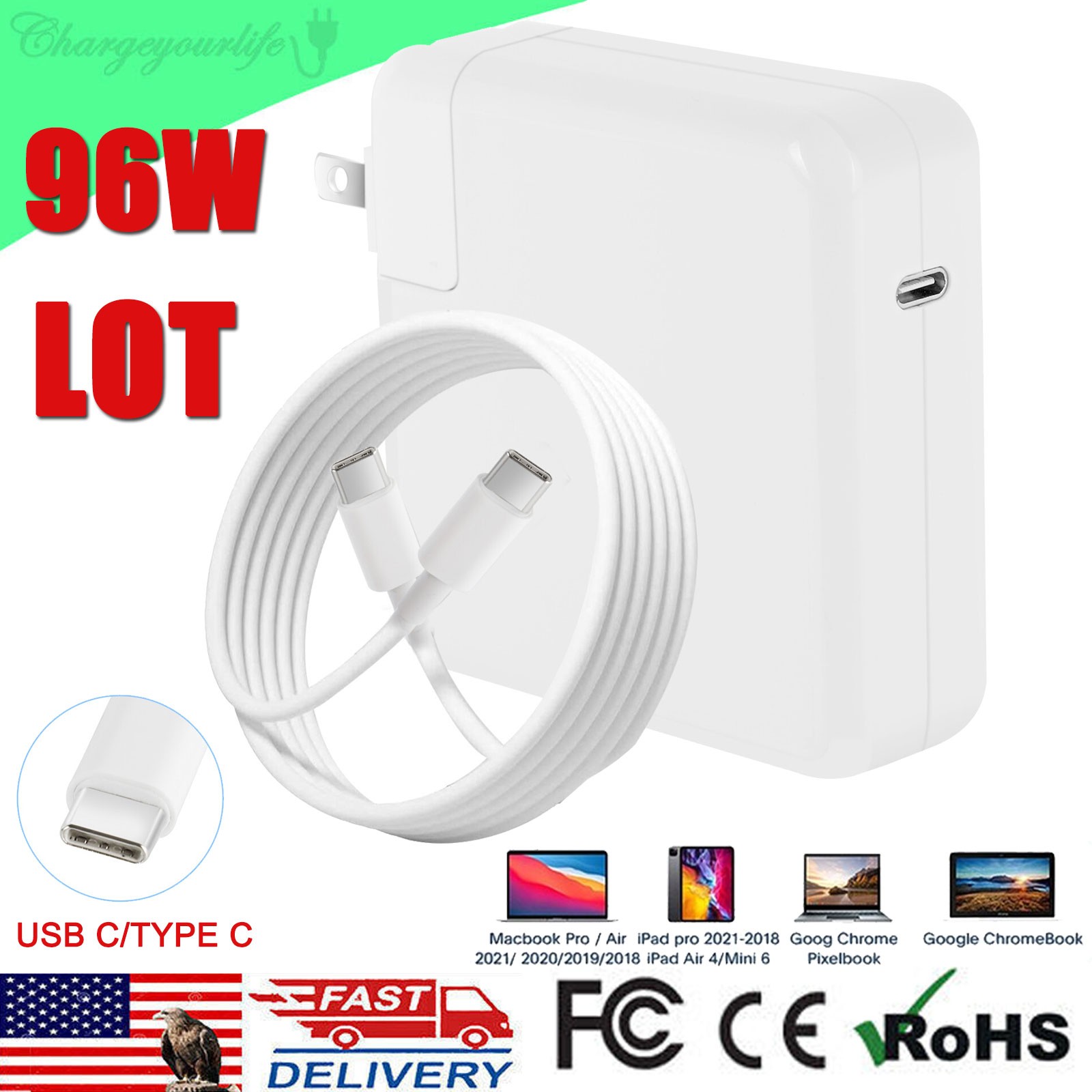 LOT OF 96W USB C Charger For Apple MacBook Pro 14 15" 16" A2141 A2166 2019-2022
