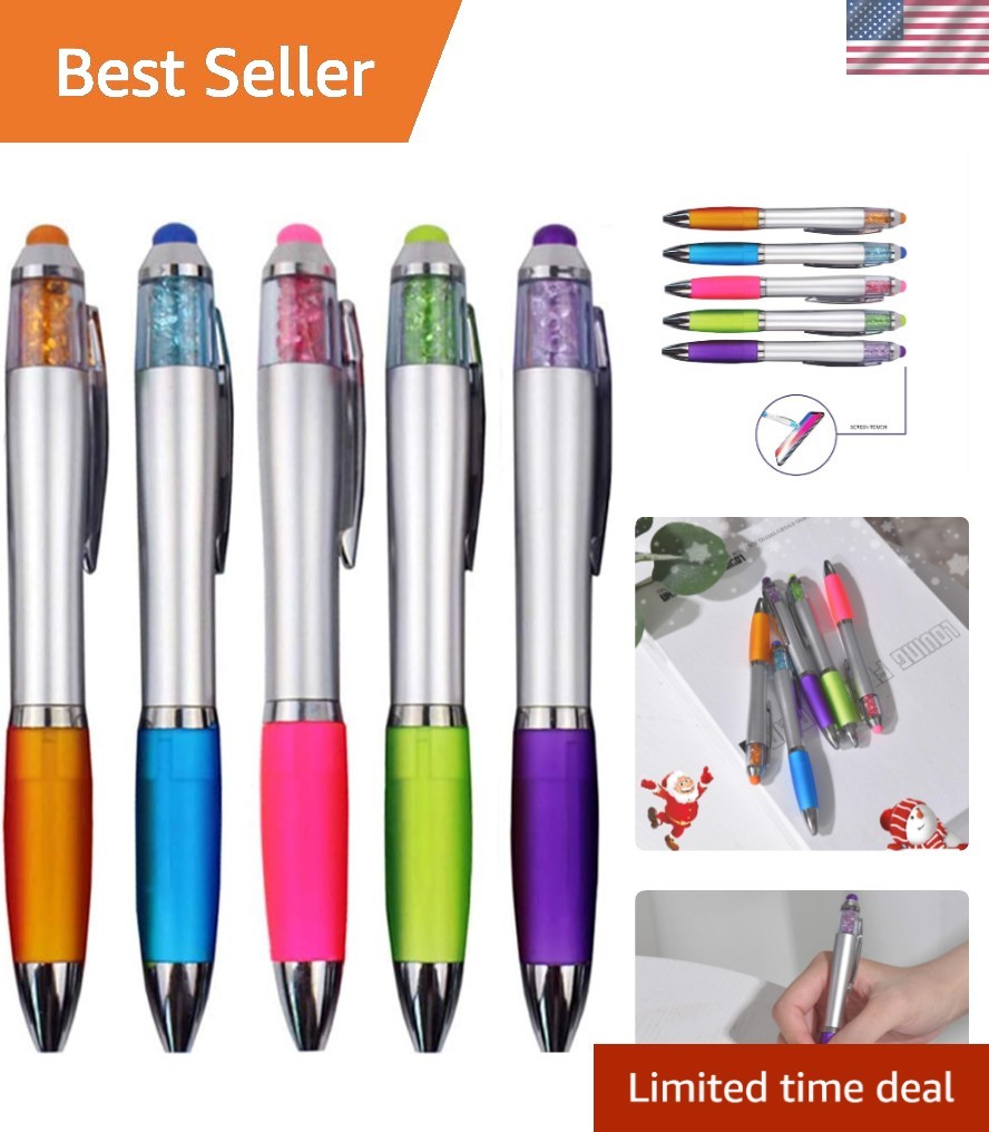 Elegant Crystal Stylus Pens for Touch Screens – 5 Count with 3 Refills Included
