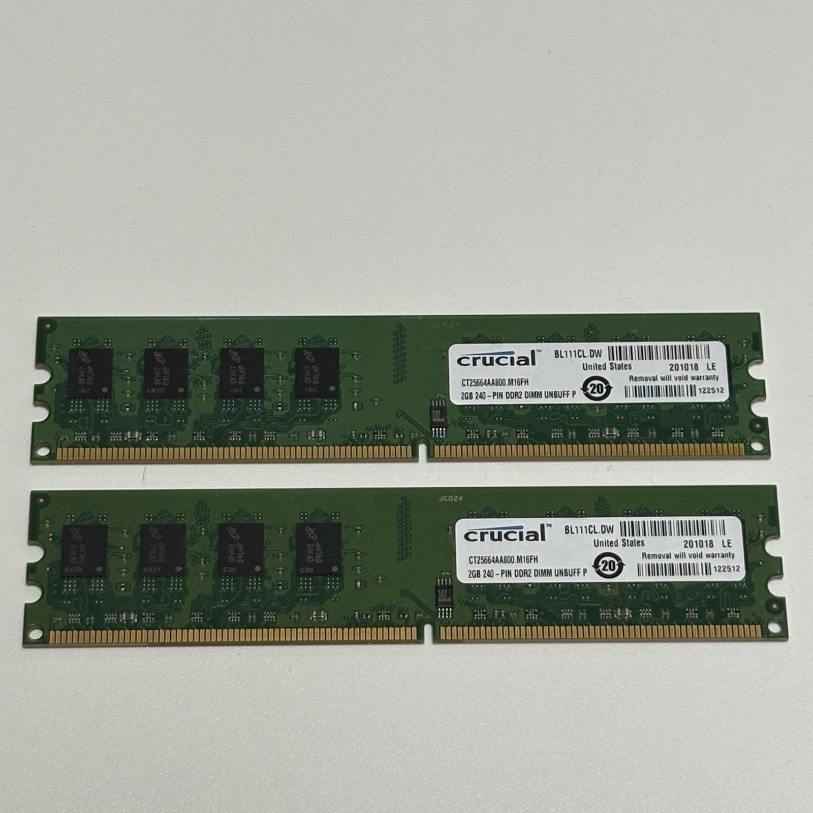 Crucial 4GB (2 X 2GB) DDR2 800 MHz PC2-6400 Desktop RAM 240-pin CT25664AA800
