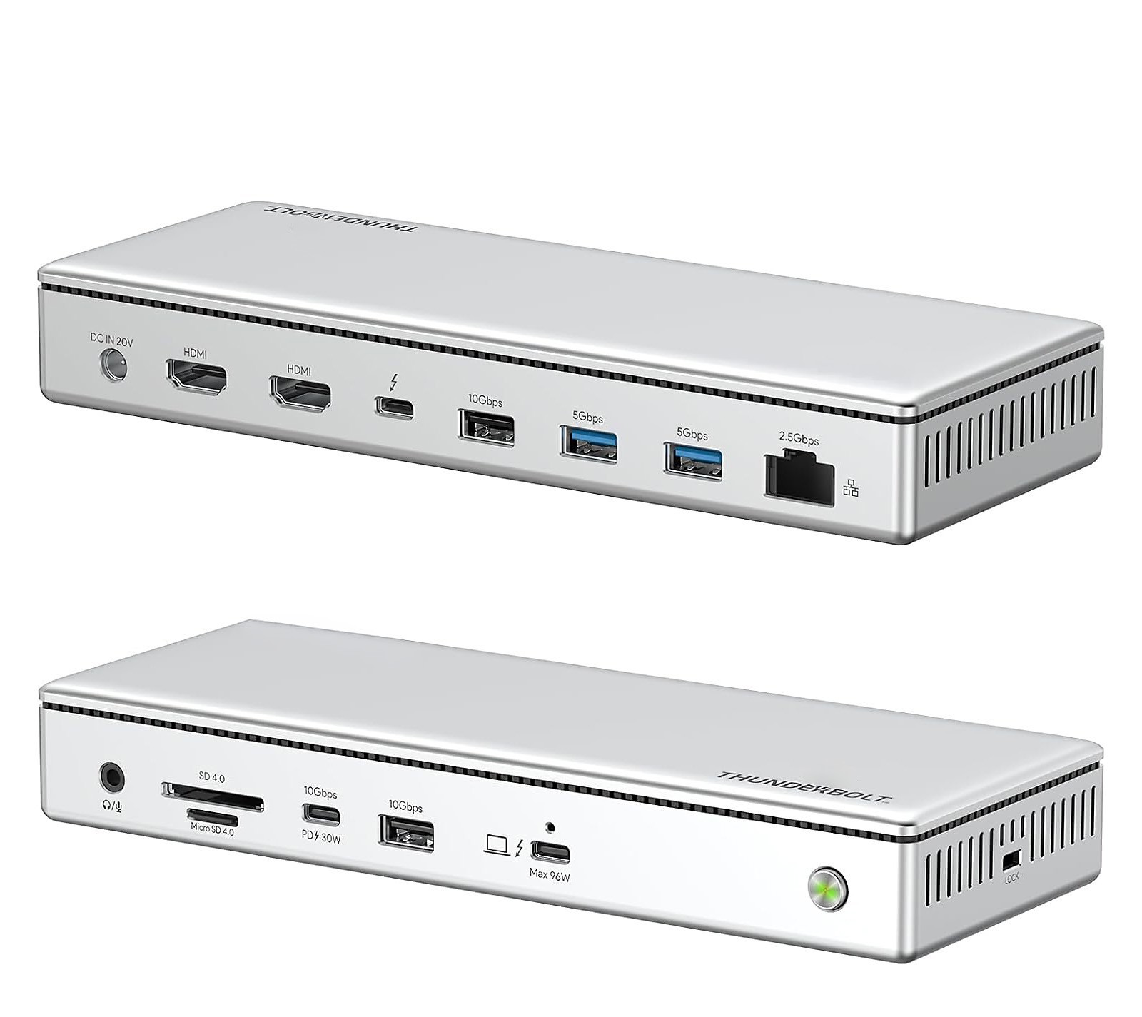 Thunderbolt 4 Dock - 40 Gbps - Dual Monitors - SD/TF - USB A/C - 2.5g RJ45
