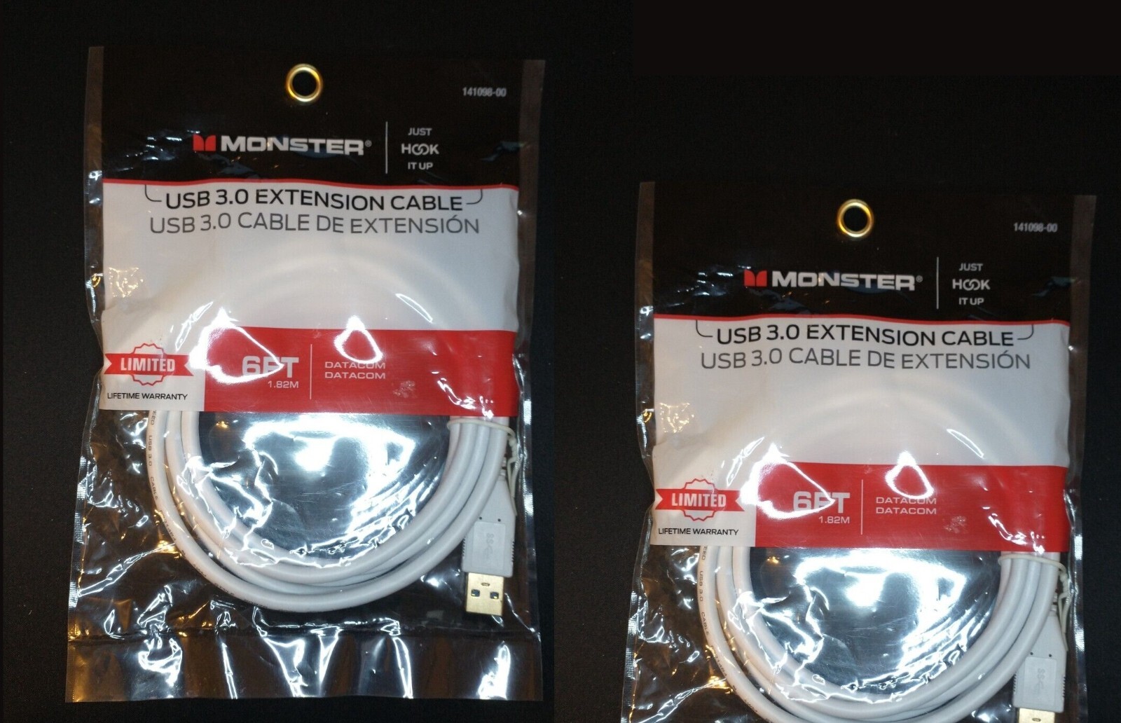 Pack of 2 - Monster 6’ High Performance USB 3.0 Extension Cable New in Bag