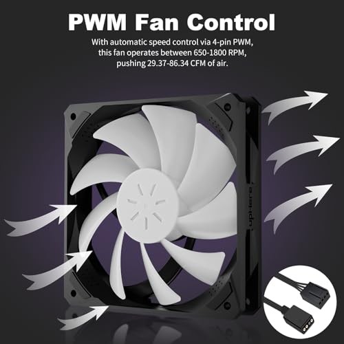 BLACK - UPHERE 120MM BLACK ARGB COMPUTER CASE FANS 5-PACK,HIGH PERFORMANCE