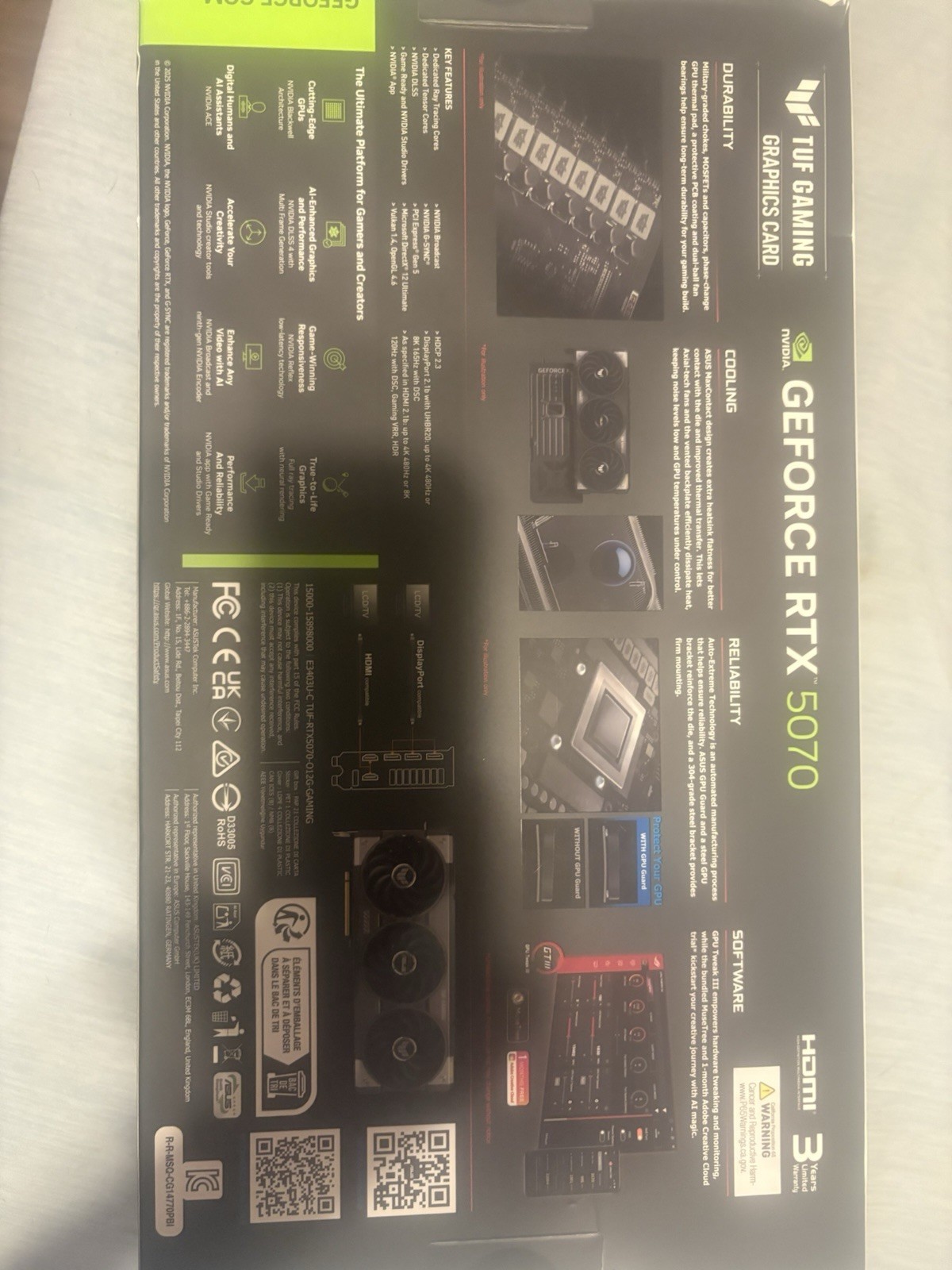 ASUS TUF Gaming GeForce RTX 5070 OC 12GB GDDR7 RGB G-SYNC Graphics Card (Sealed)