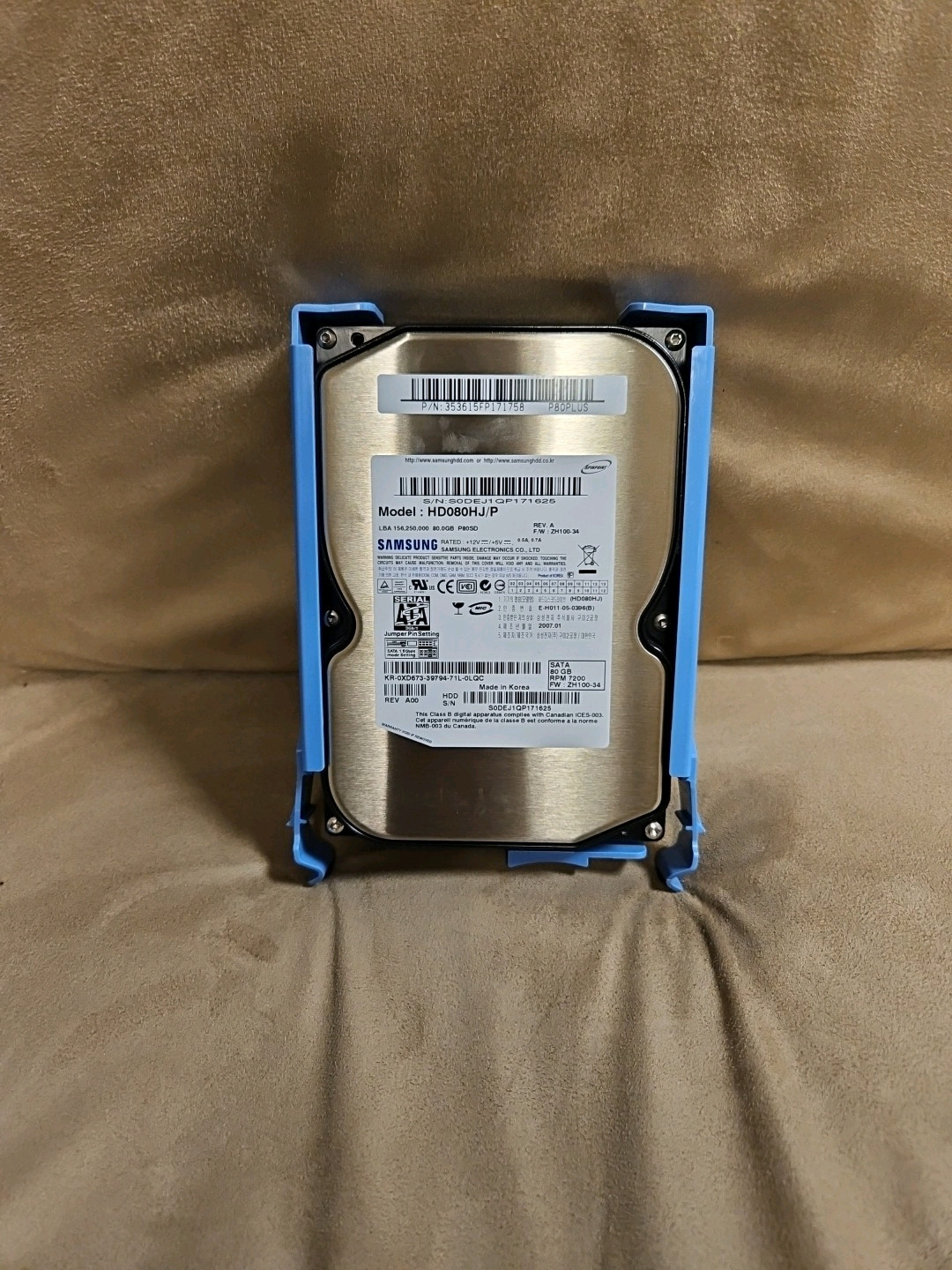 Samsung 80GB SPINPOINT HD080HJ P80SD 8MB 7200RPM SATA II 3.5"""""" HARD DRIVE