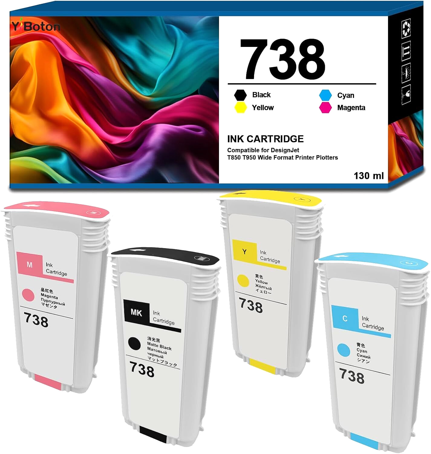 738/738XL Ink Cartridge for HP DesignJet T850 & T950 Wide-Format Printer Plotter