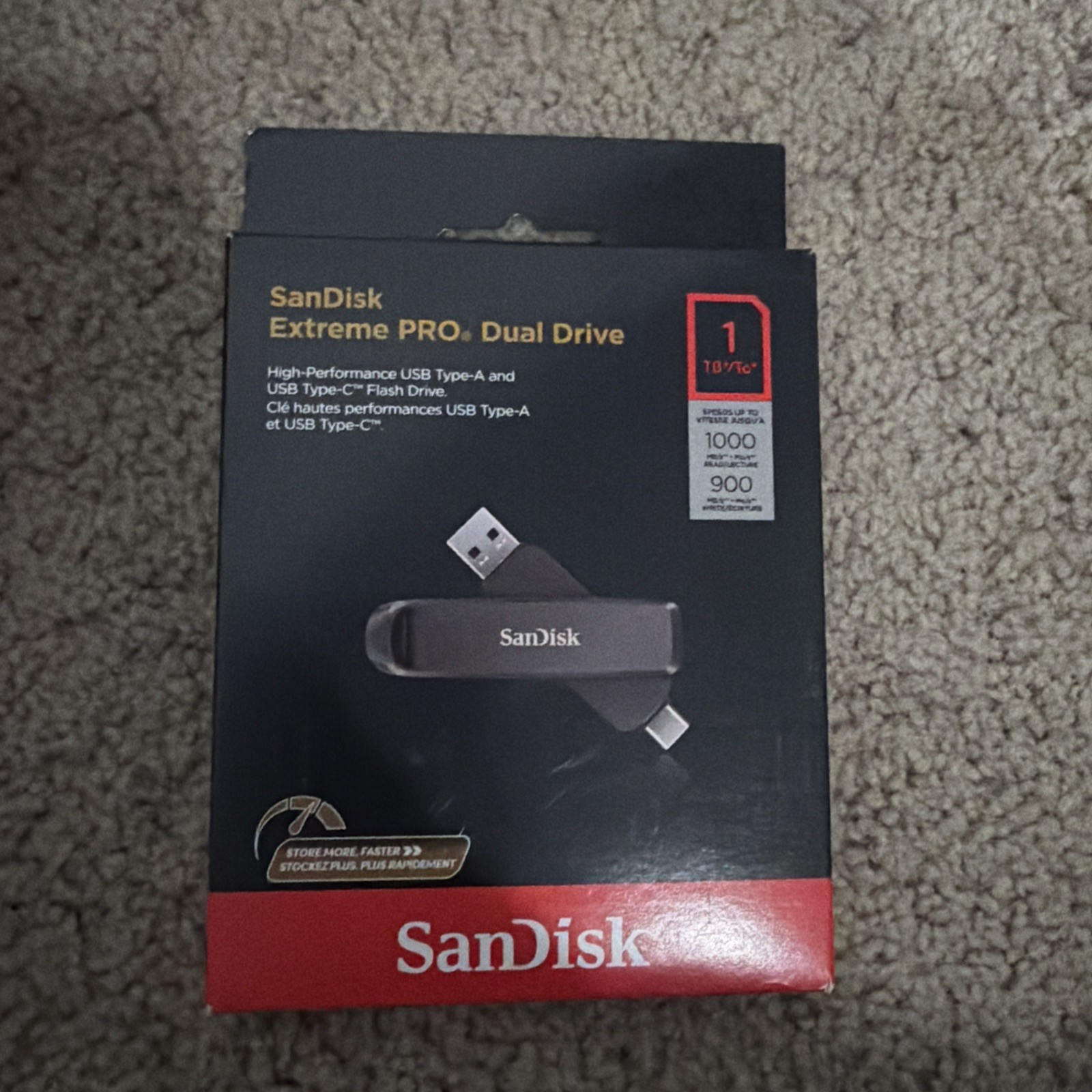NEW SanDisk Extreme PRO Dual Drive 1TB 1Gb/s USB-A/C Flash Drive