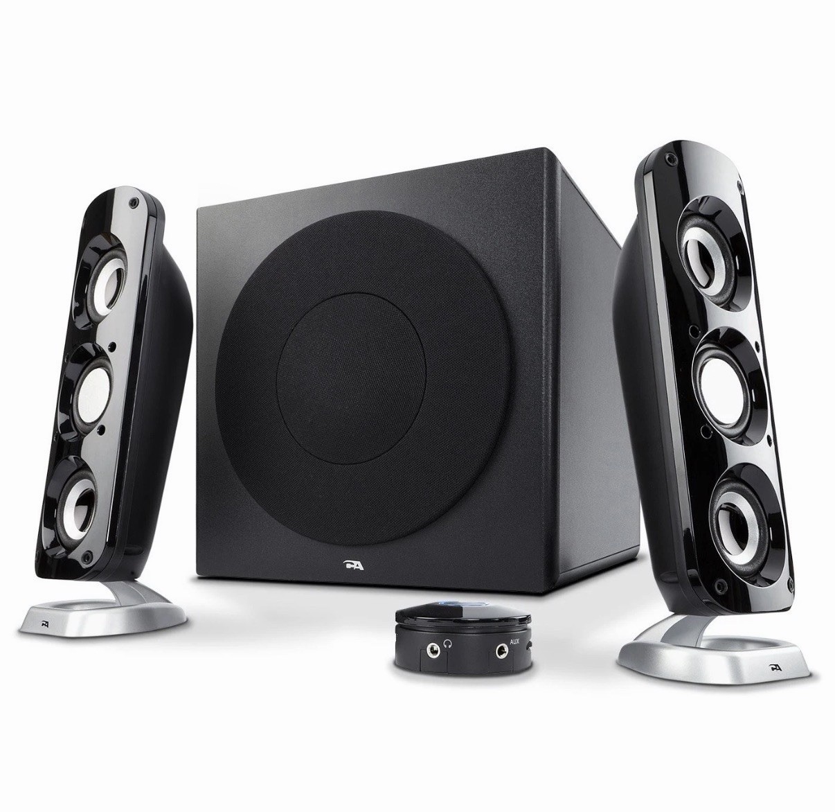 Small Black 2.1 Speakers with Subwoofer Premium Sound for Gaming and Music