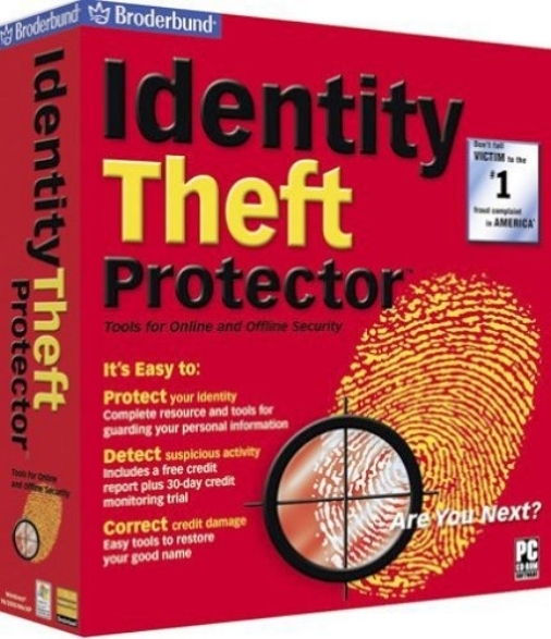 Identity Theft Protector by Broderbund, CDROM Only,  Windows 98SE Me 2000 XP W7