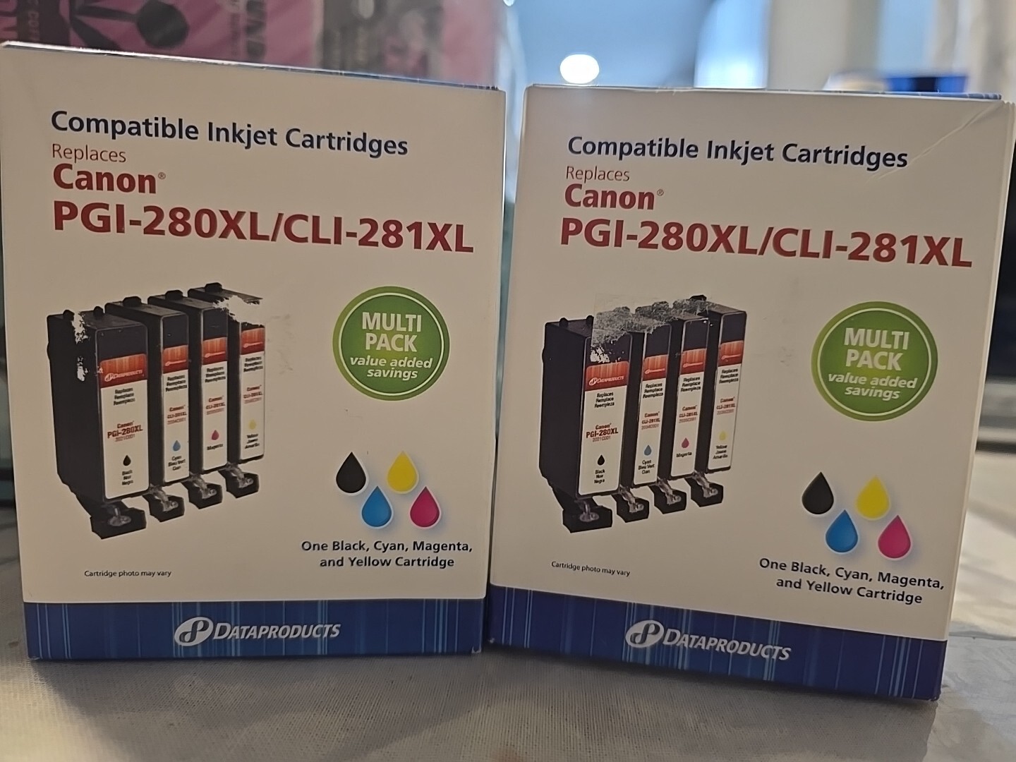 2x Dataproducts Black Cyan Magenta Yellow Ink Canon PGI-280XL/CLI-281XL Multi Pa