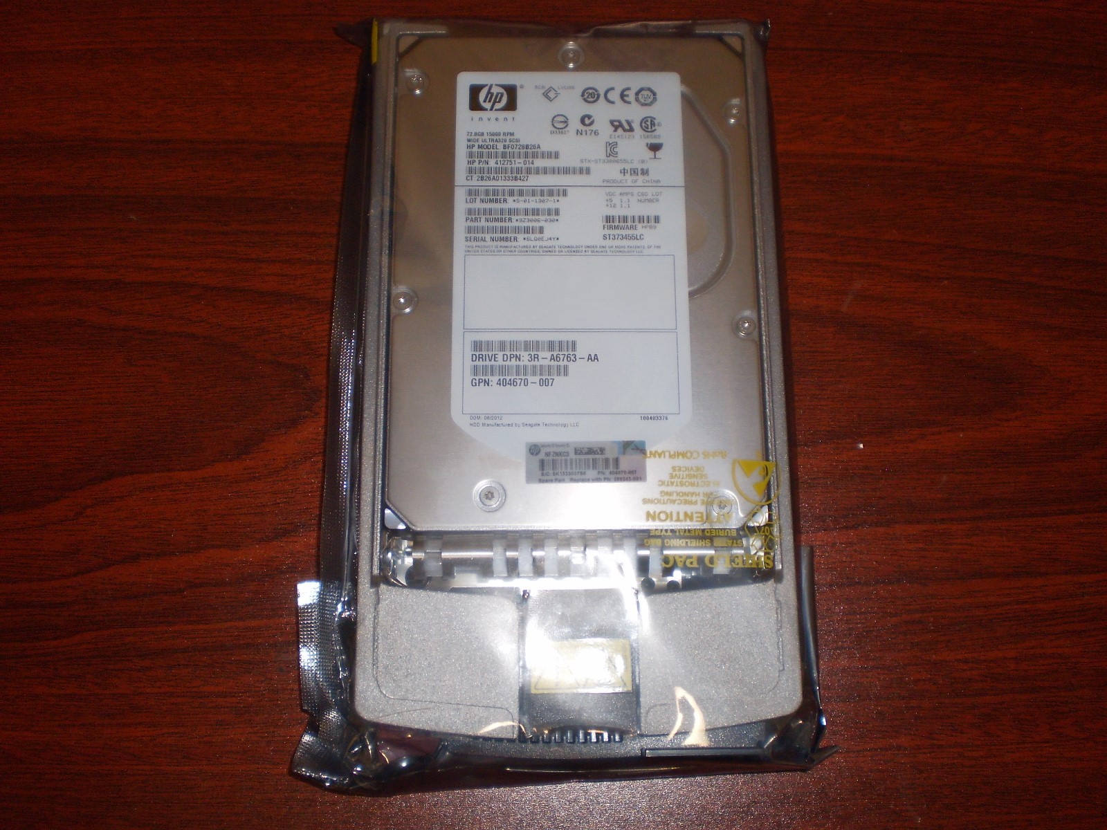 286778-B21,286778-B22,289243-001,404713-001 HP 72GB 15K ULTRA320 SCSII HARD DRIV