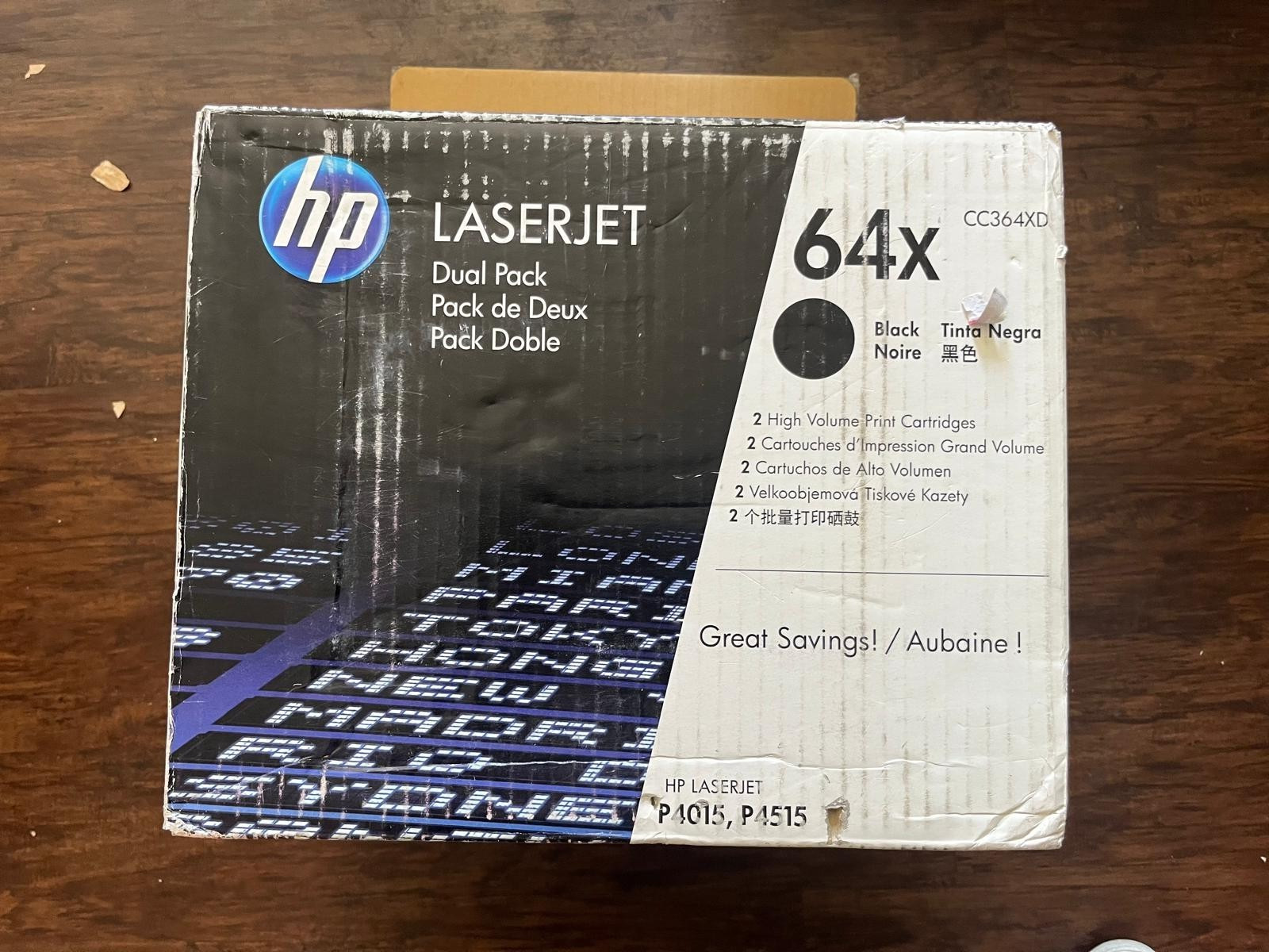 2pk HP 64X Black HIGH YIELD Toner Cartridge P4015 P4515 CC364XD NEW GENUINE