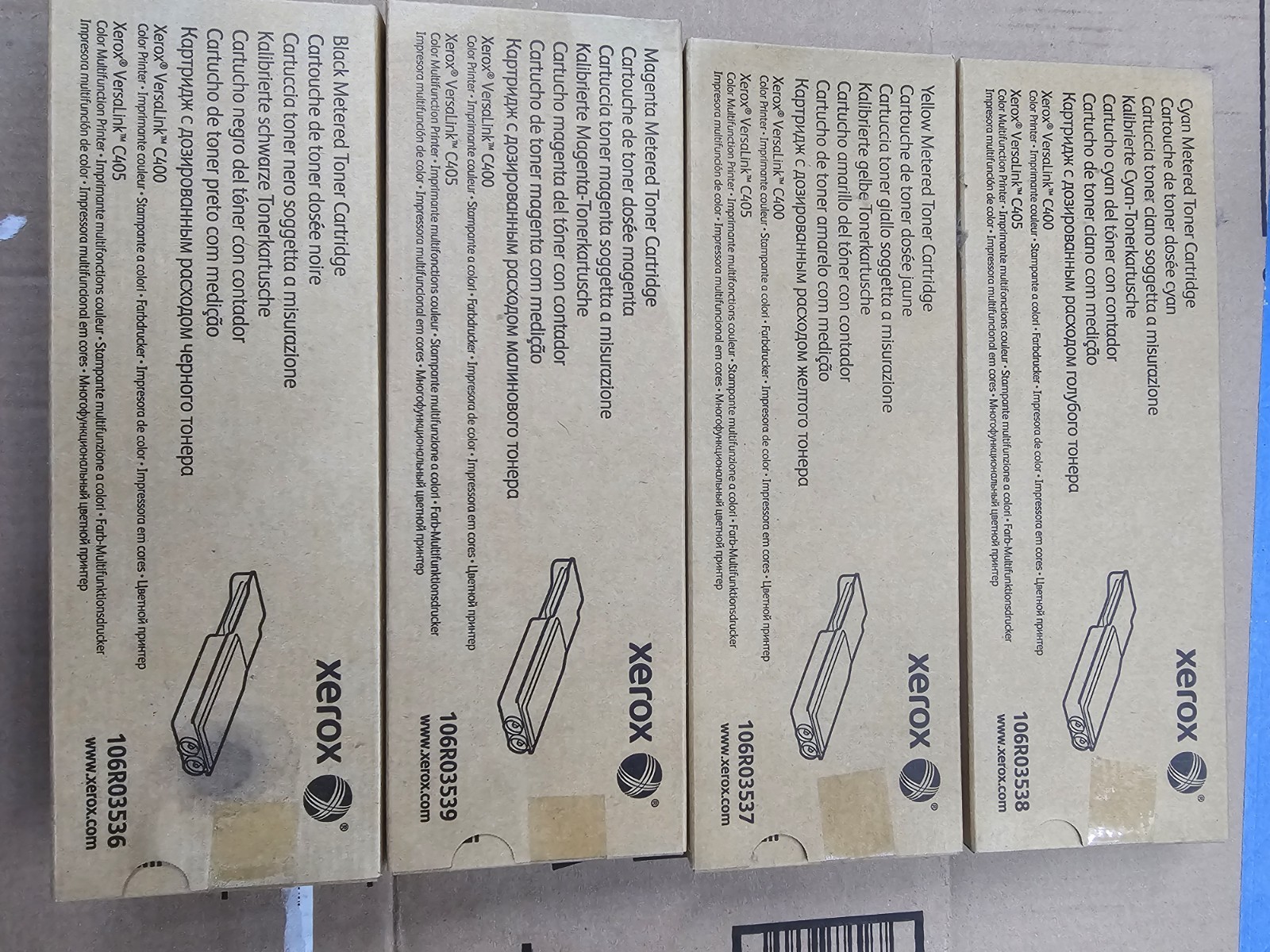 Genuine Xerox OEM Toner Lot (Black, Cyan, Magenta, Yellow) for VersaLink C400/C4