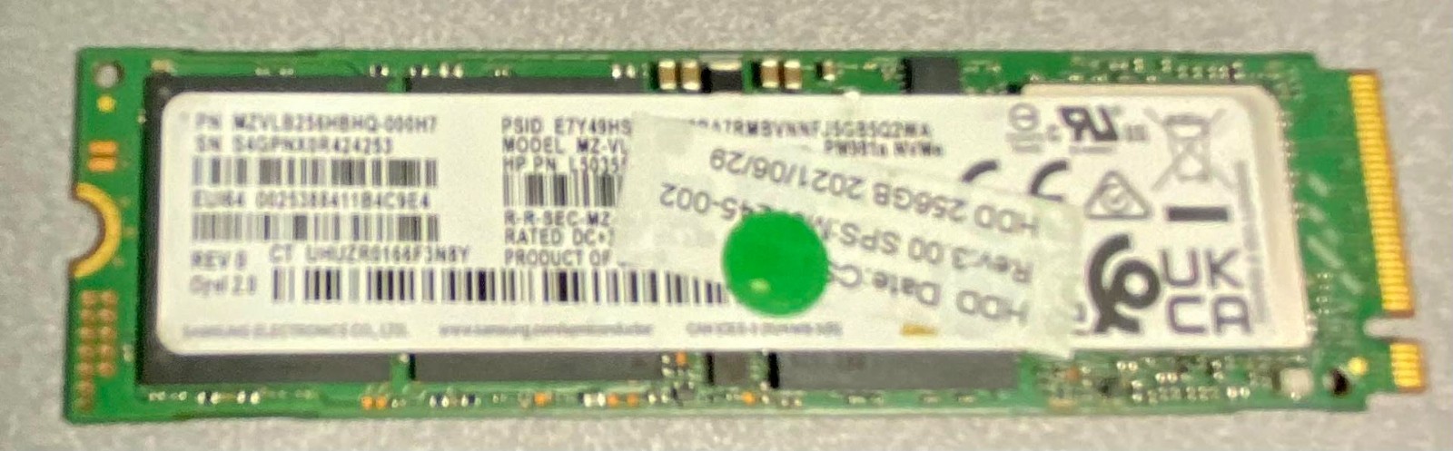 Samsung PM981a 256GB M.2 NVMe SSD MZVLB256HBHQ-000H7 HP L50355-001 M07245-001