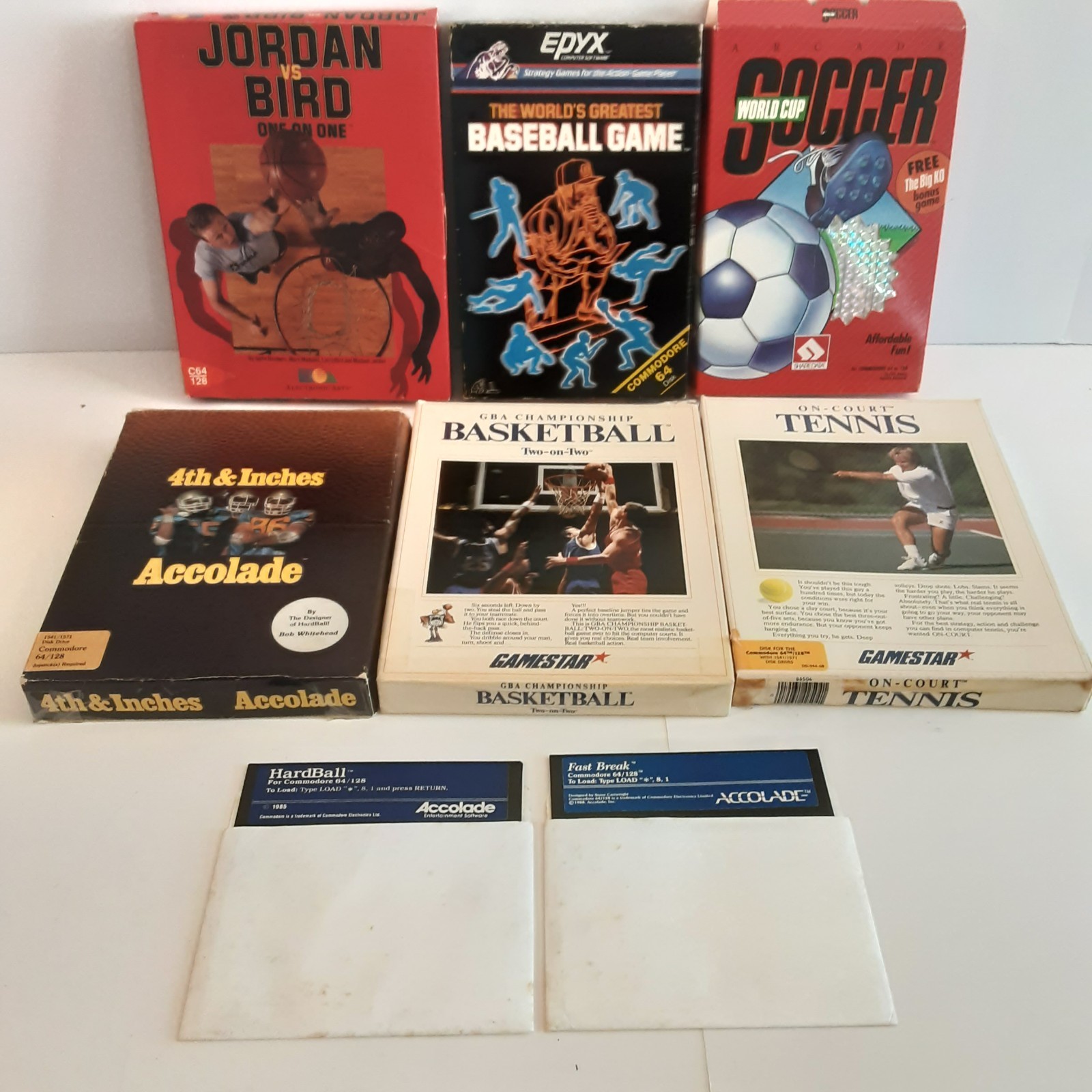 Vtg 80s Commodore 64 Misc Sports Games Lot Of 8 World Cup Soccer Basketball More