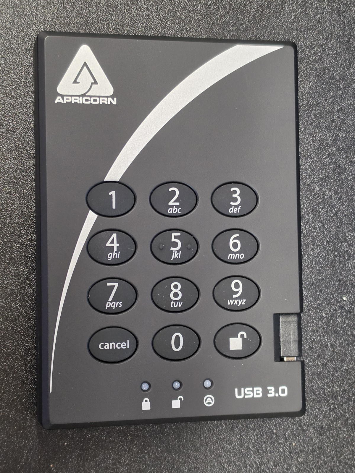 Apricorn Aegis Padlock 3 1TB USB 3.0 HDD Used Favtory Reset A25-3PL256-1000