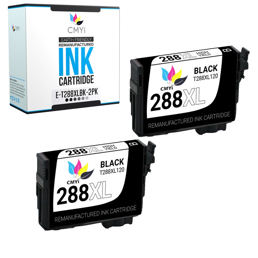 CMYi 2-Pack Replacement T288XL Black Ink Cartridge for Epson Expression XP-330