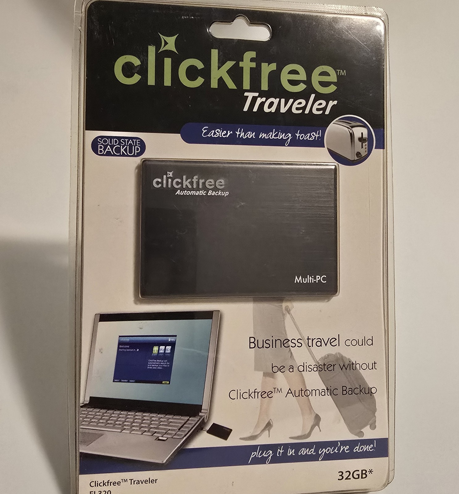 Click Free 32GB traveler ultra portable file backup USB Hard drive click free