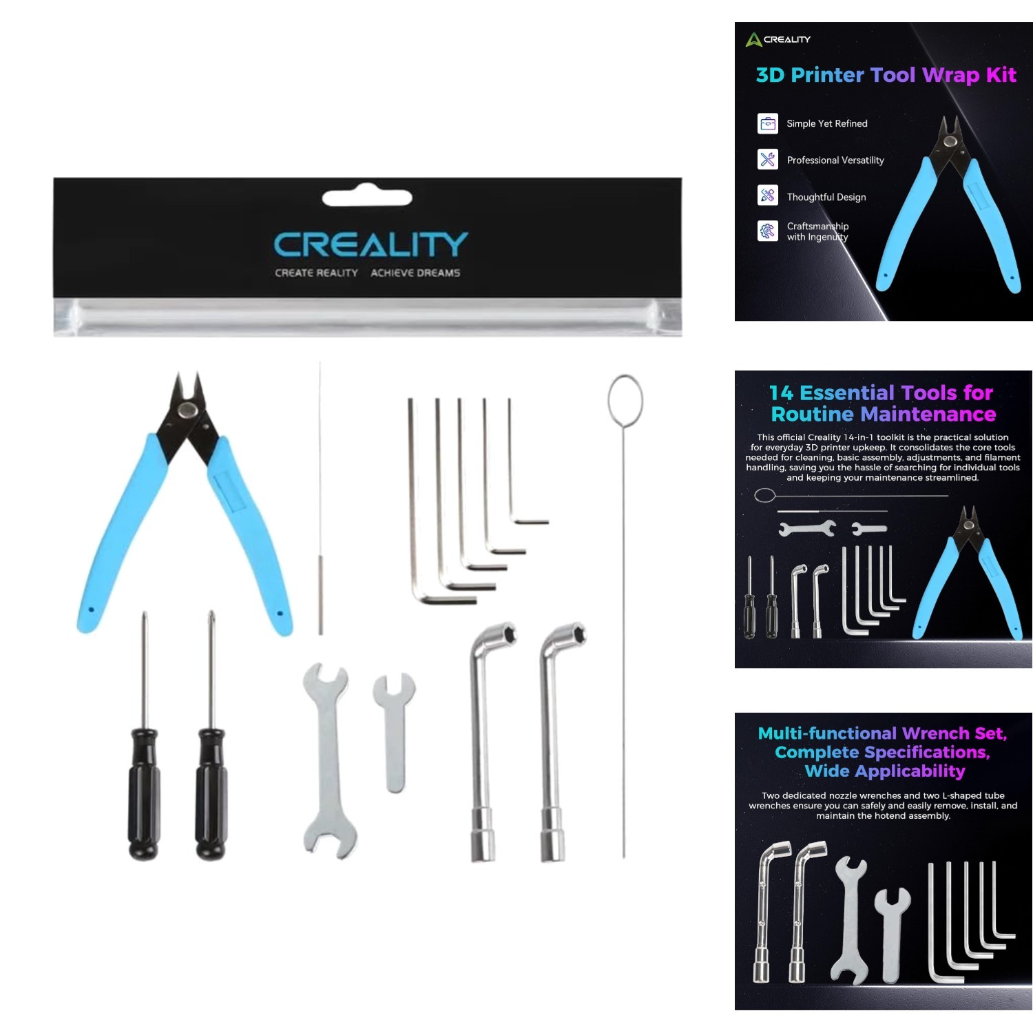 3D Printer Tool Kit 14 Pcs, Maintenance & Cleaning Tools for All FDM 3D Printers
