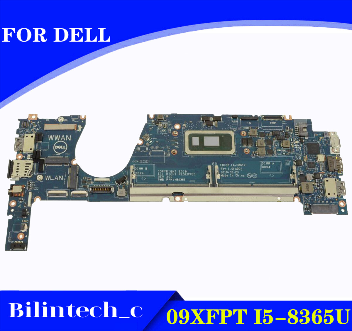 09XFPT FOR DELL Latitude 13 7300 Motherboard I5-8365U LA-G861P Test ok