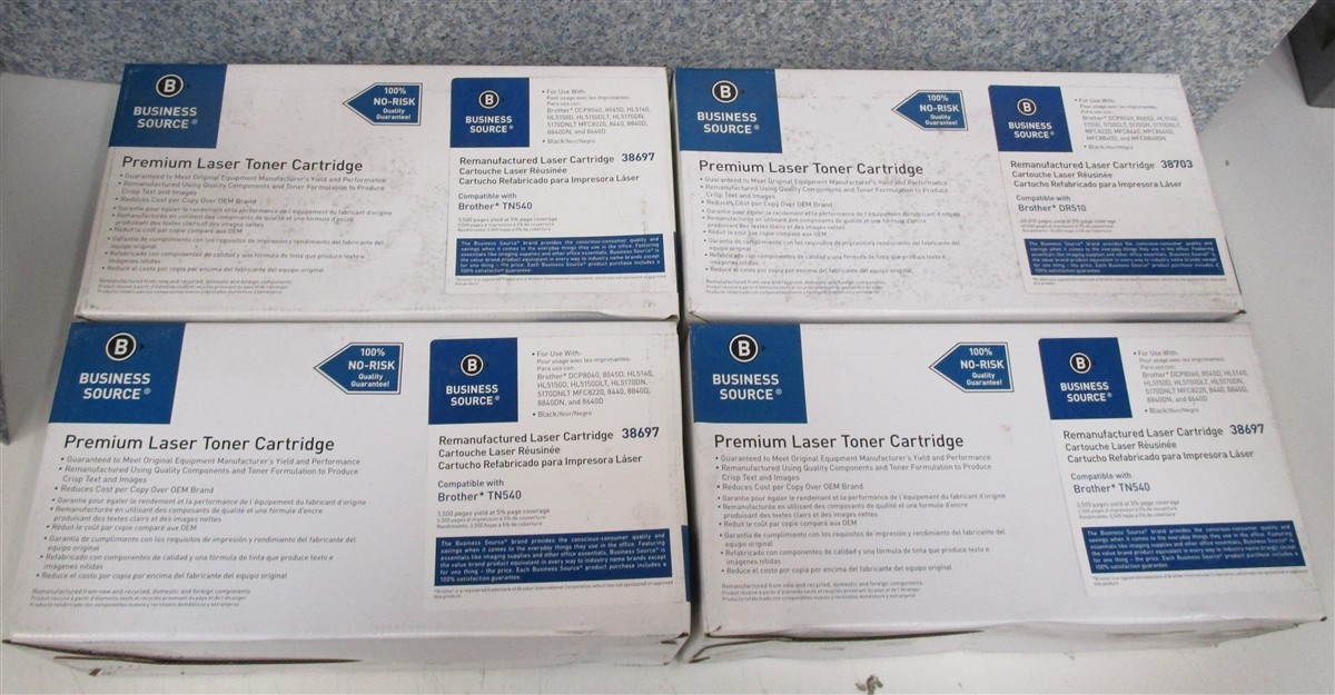 BUSINESS SOURCE Premium Toner Cartridge for BROTHER 3x TN540 1x Drum DR510 Black