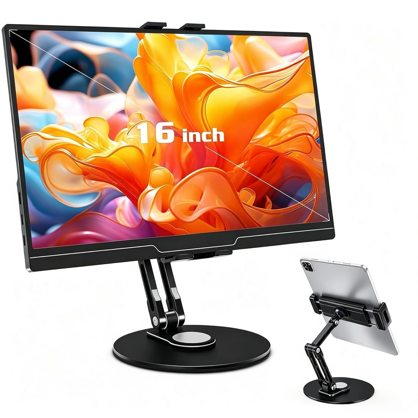 360° Rotatable Aluminum Tablet Stand, Foldable Multi-Angle Desk Holder for 4....