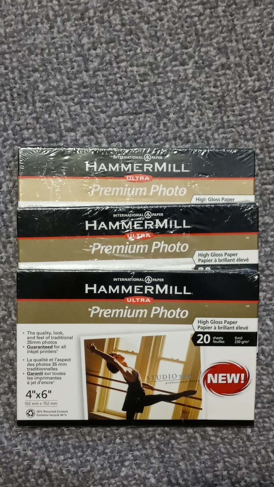 3 Of HammerMill Jet Print Photo Premium Photo Paper 60 Sheets  4"x 6" HIGH GLOSS