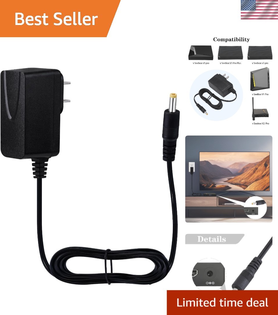 Reliable 6ft Power Cord for Vseebox Models V1, V2, V3 Pro & More