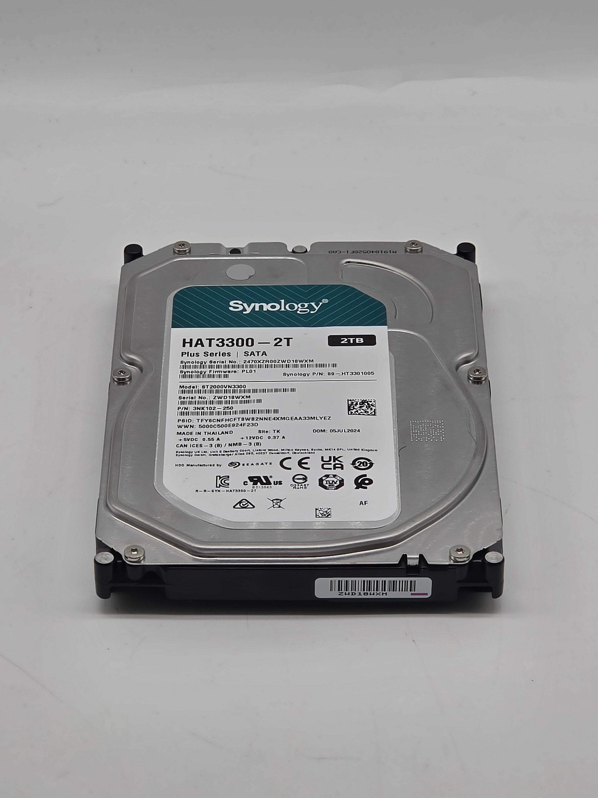 Synology Hard Drives HAT3300-2T 2TB 5400 RPM 256MB Cache- Used