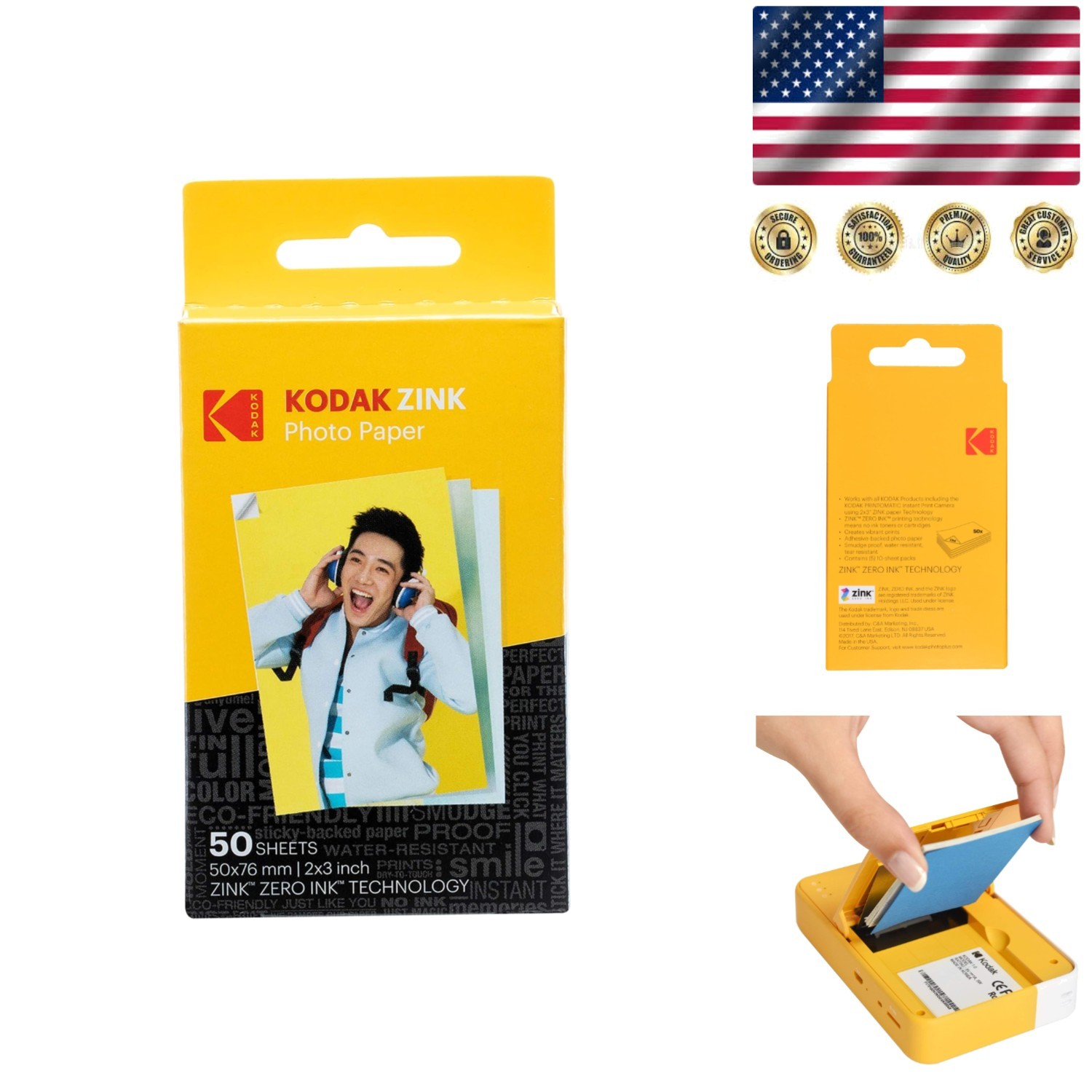 Vibrant & Convenient 2x3 ZINK Sticky Photo Paper - 50 Sheets for Instant Prints