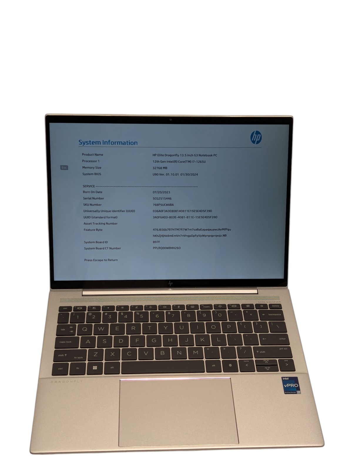 HP Elite Dragonfly G3 13" - i7-1265U - 32GB RAM - 512GB SSD - Grade D