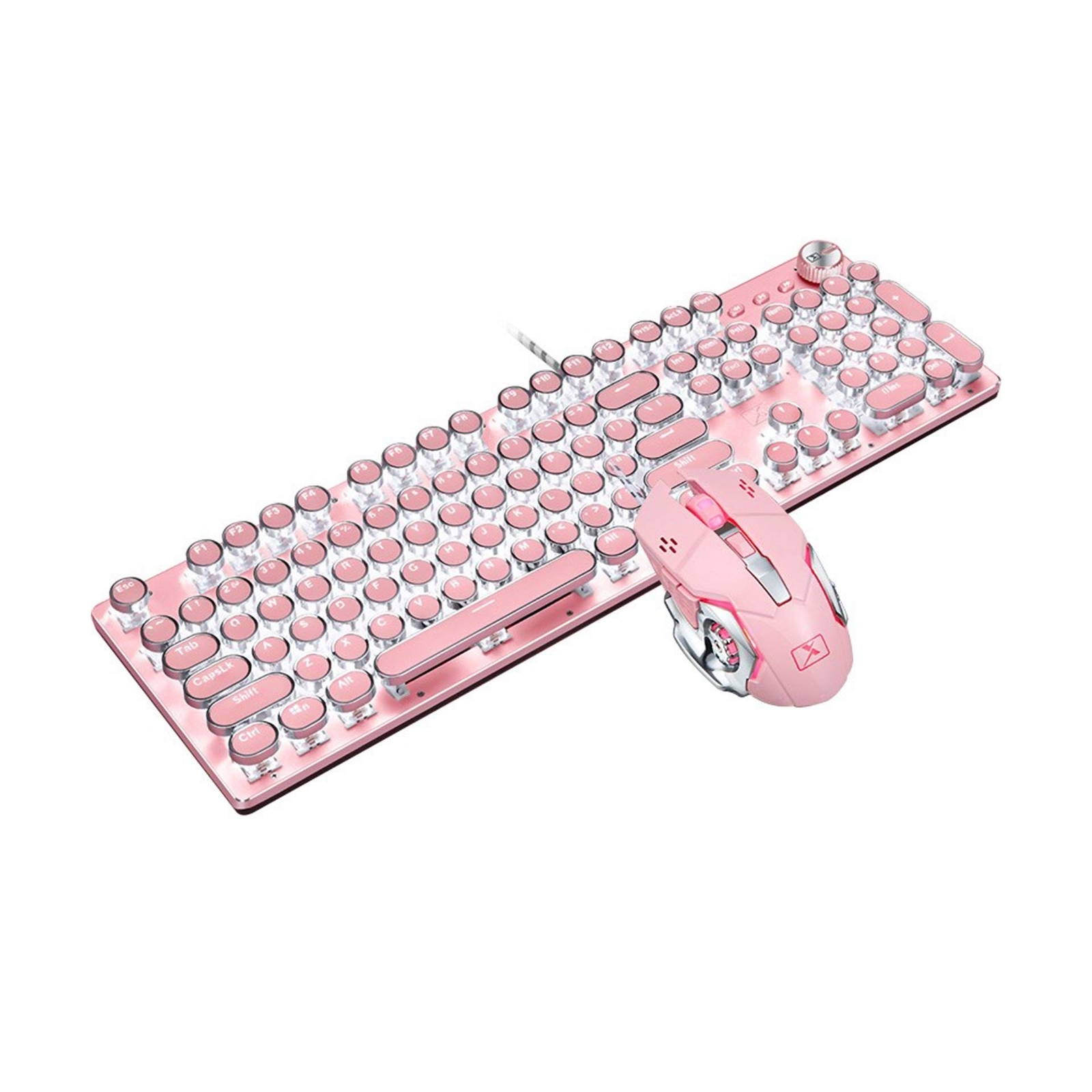 Basaltech Mechanical Gaming Keyboard and Mouse Combo, Retro Steampunk Vintage...