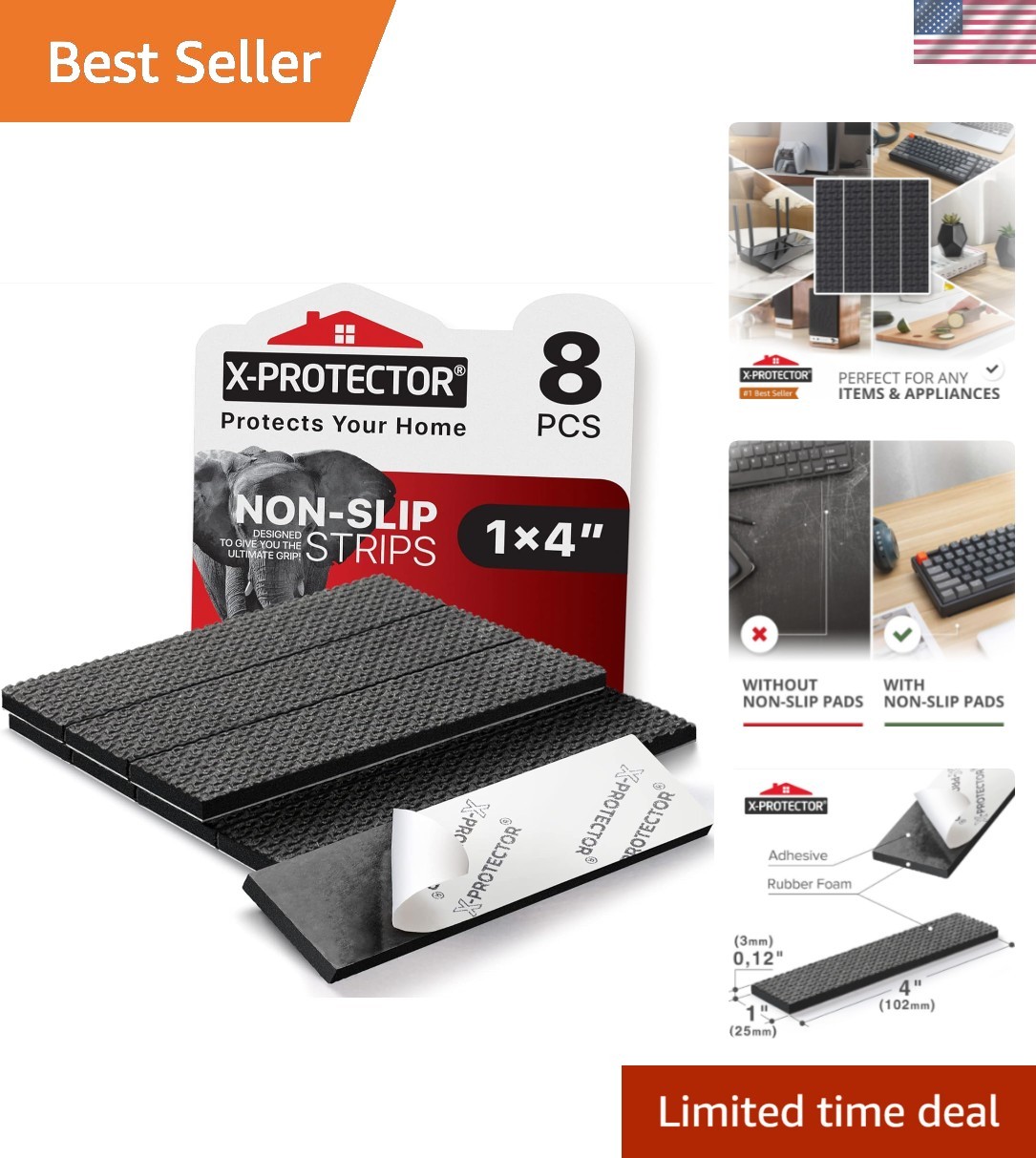 Universal 8 Pack Non-Slip Rubber Grips - Secure Your Appliances & Furniture