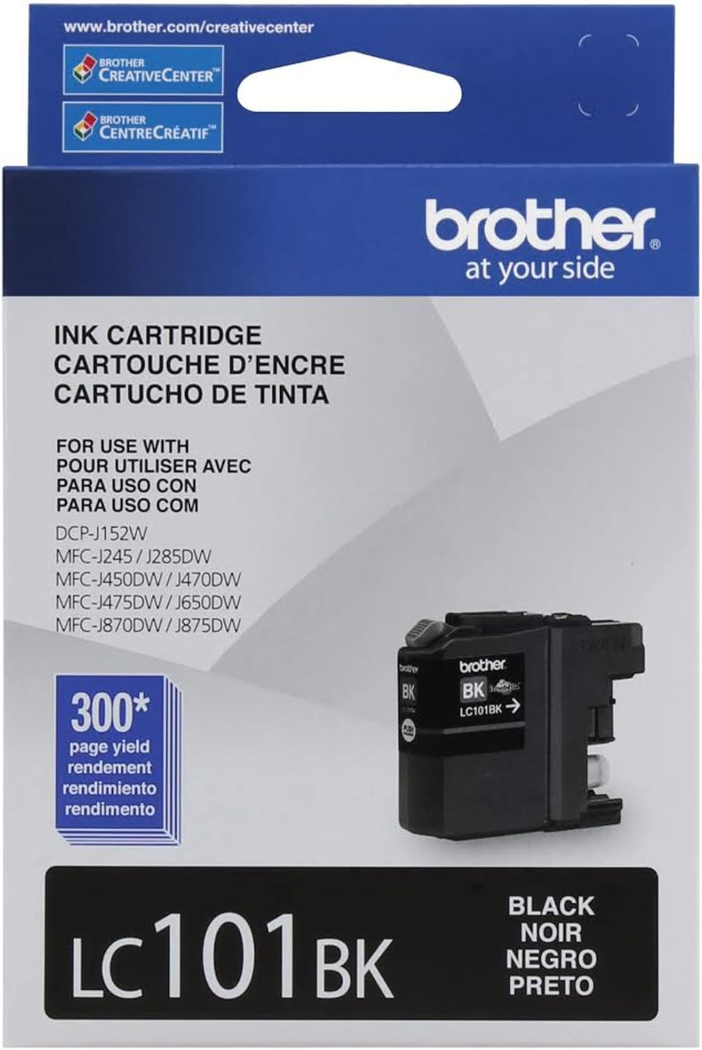 Brother LC101BK Black Ink Cartridge, Standard Yield, Up to 300 Pages