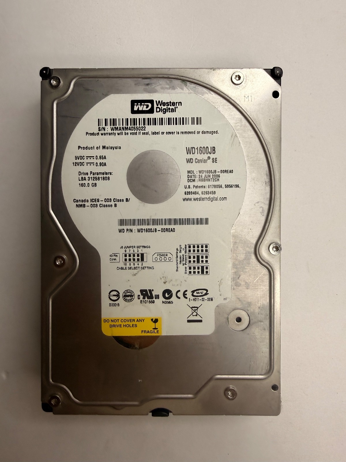 Western Digital WD1600 160GB Internal 7200RPM 3.5" (WD1600JB-00GVC0) HDD