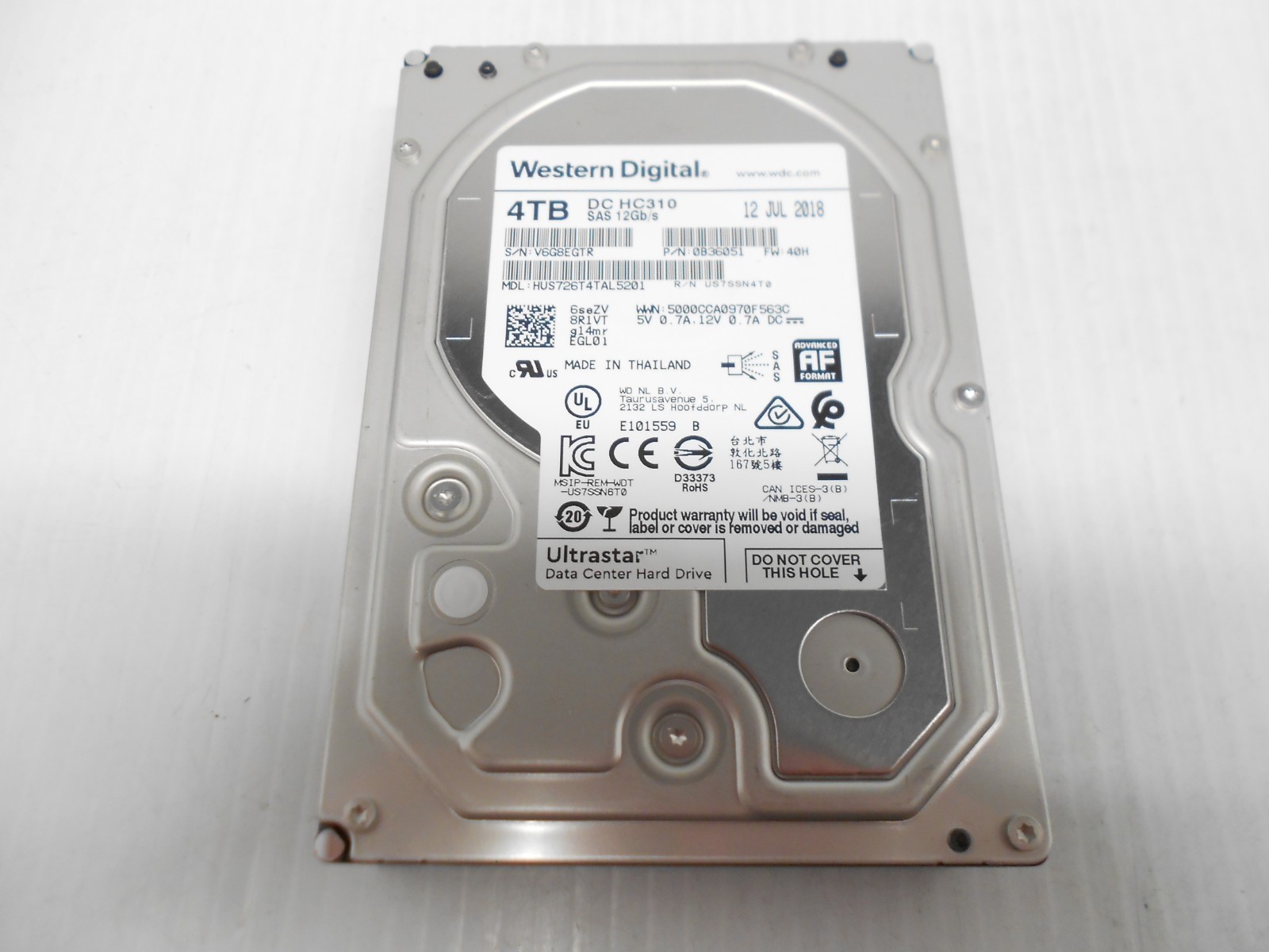 Western Digital HUS726T4TAL5201 4TB 7.2K 3.5" SAS 12G Server Hard Drive HP Dell