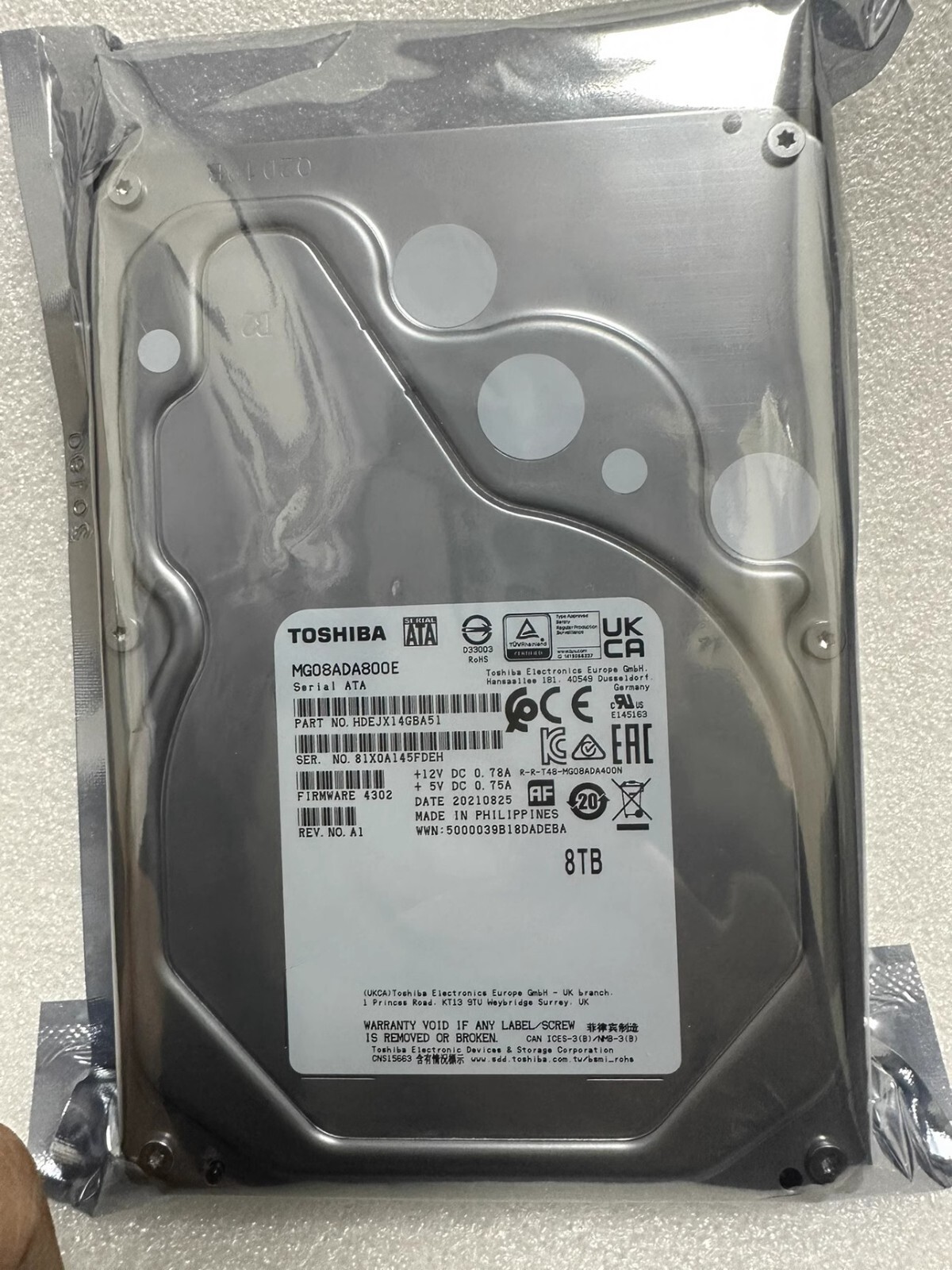 NEW Toshiba MG08ADA800E 7.2k 256 3.5" SATA NAS Hard Drive 8TB