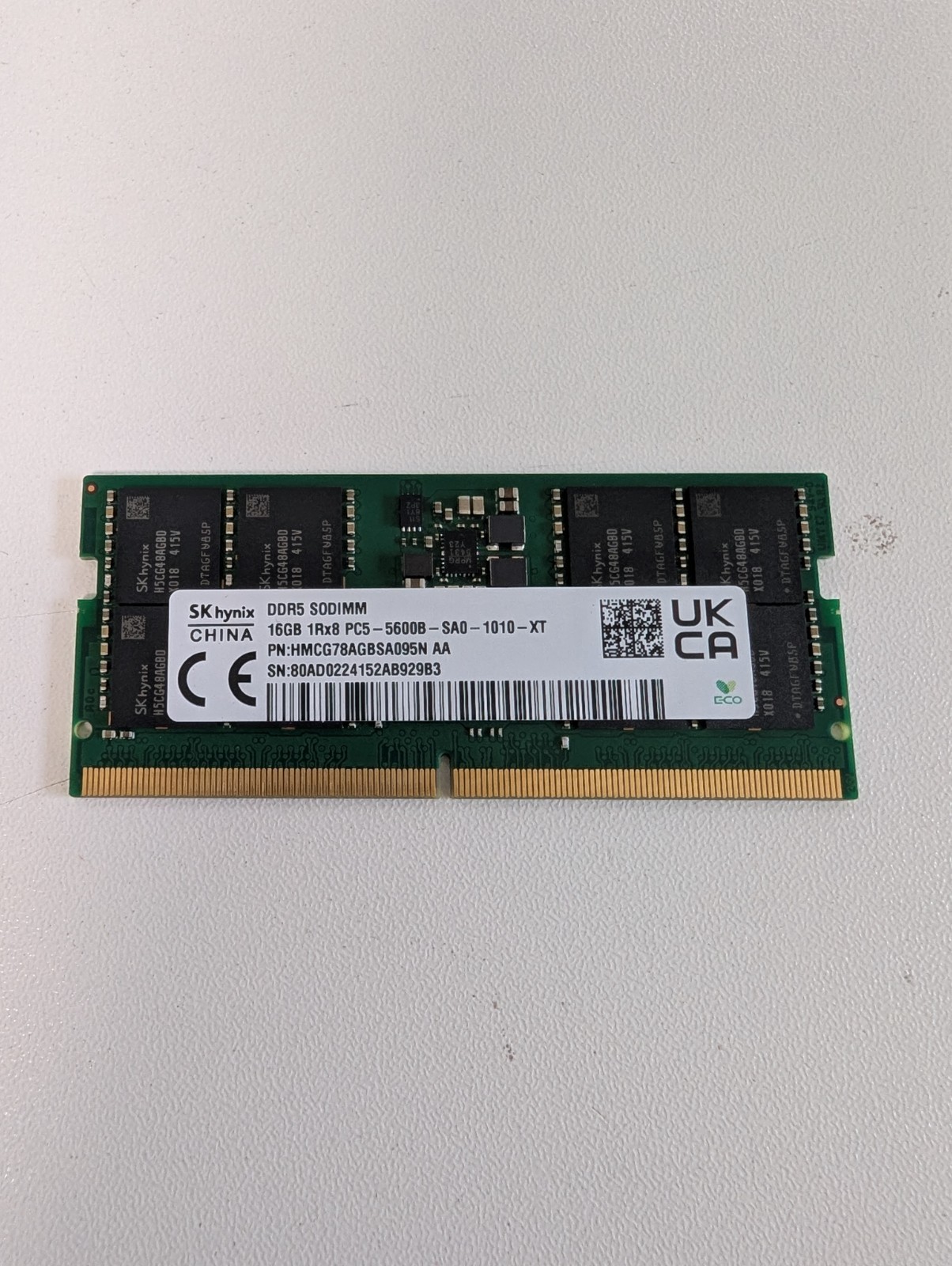 SK hynix 16GB 1x16GB DDR5 5600 SODIMM CL46 Non-ECC Unbuffered Laptop Memory
