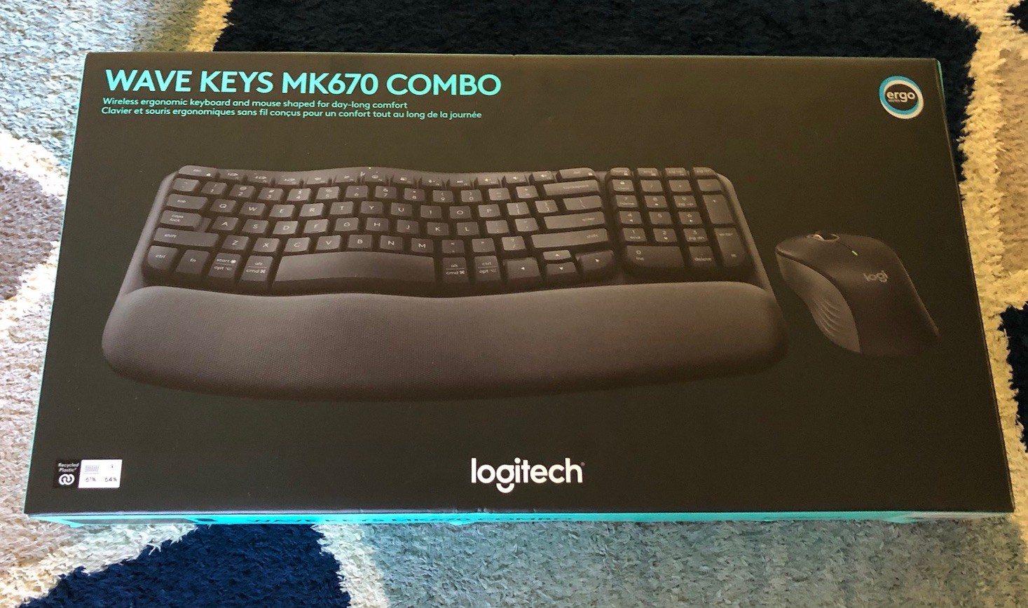 Logitech Wave Keys MK670 Wireless Ergonomic Keyboard, Mouse Combo Graphite