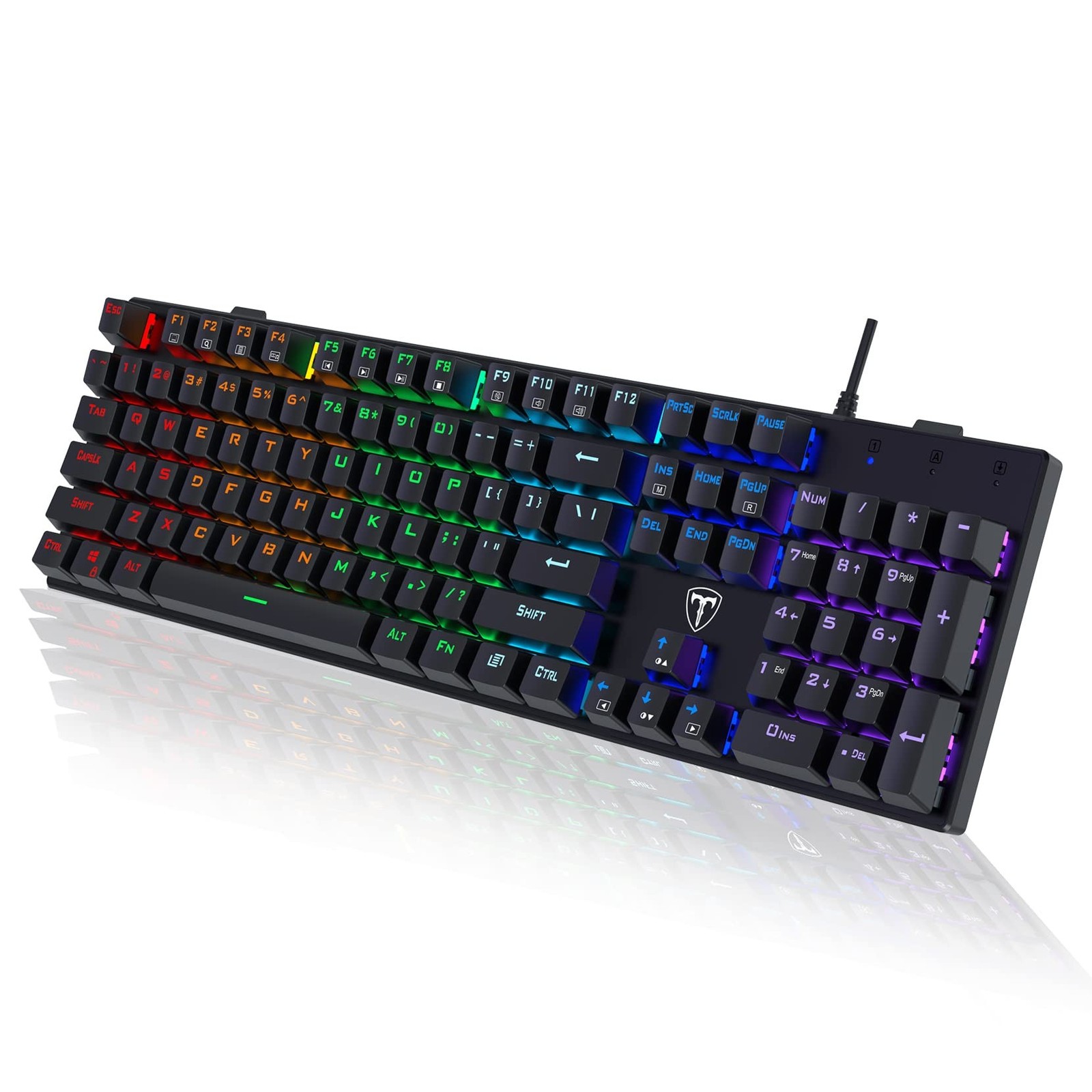 RisoPhy Mechanical Gaming Keyboard, RGB 104 Keys Ultra-Slim LED Backlit USB W...