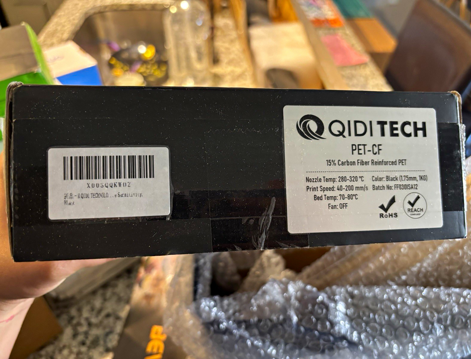 QIDI TECH PET-CF Carbon Fiber Reinforced PET 1.75mm Black 3D Filament